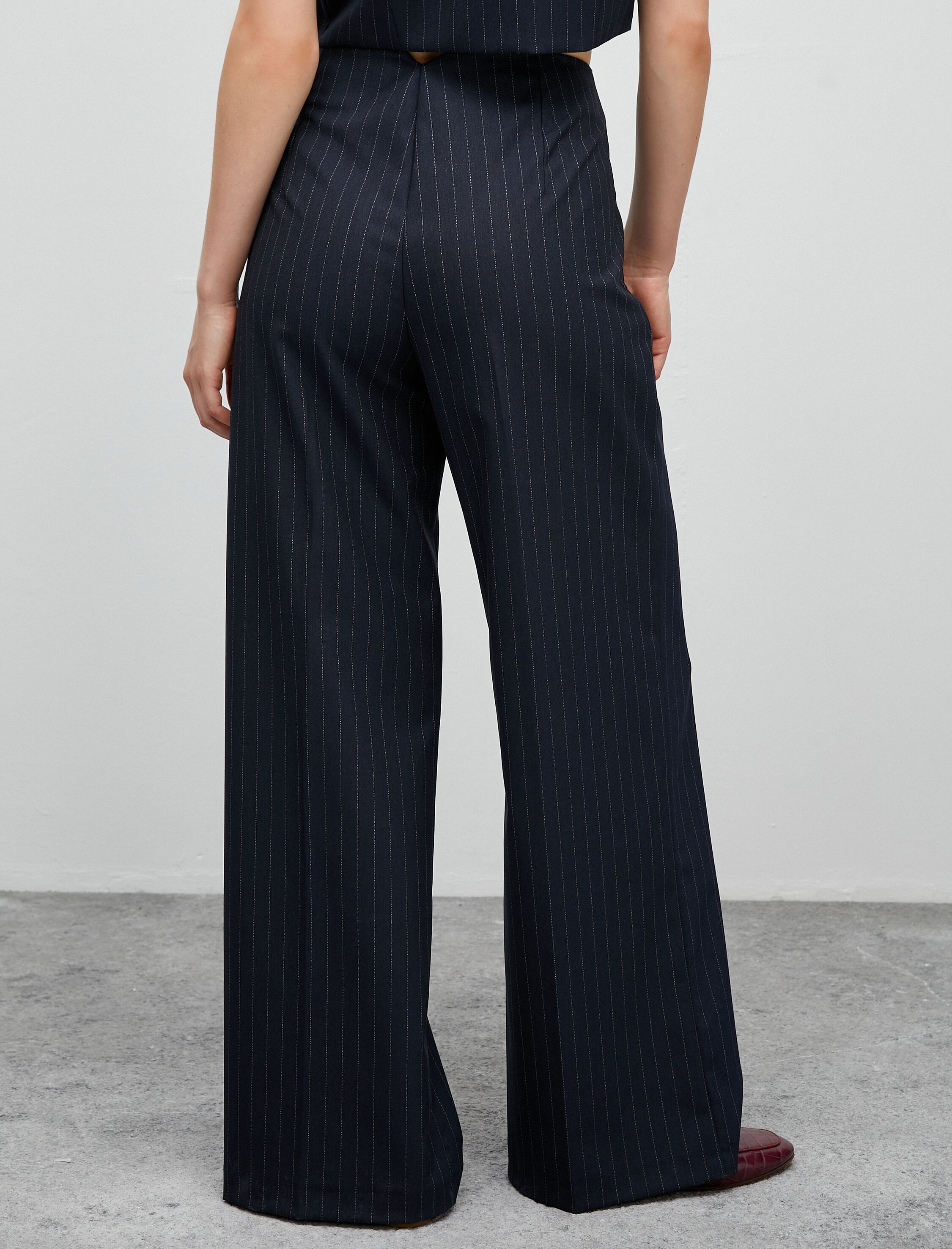   Bol Paça Pantolon Kumaş Yüksek Bel Cep Detaylı