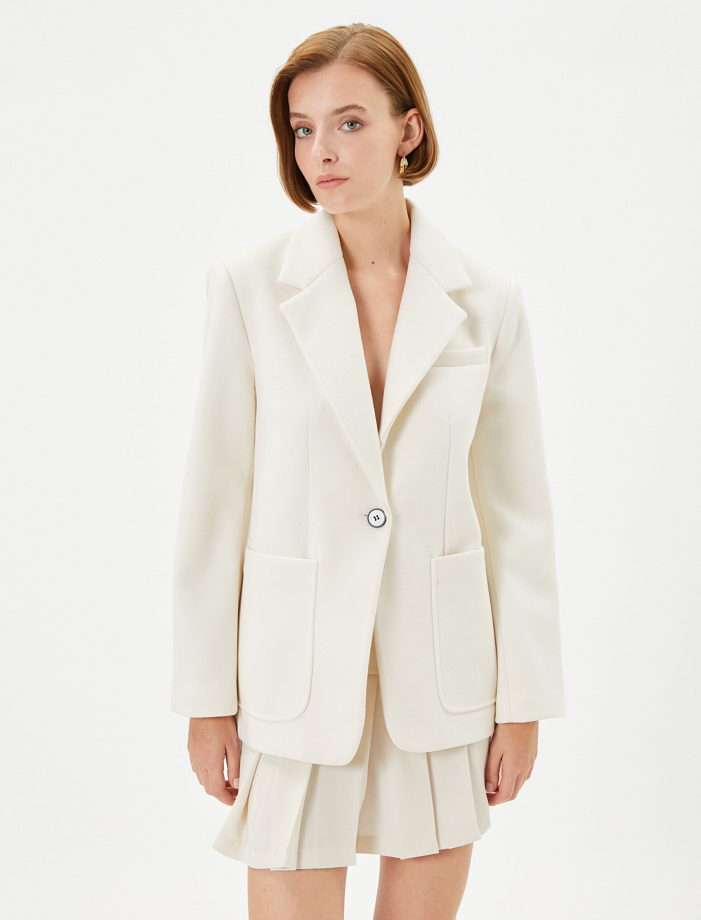   Blazer Ceket Tek Düğmeli Cep Detaylı