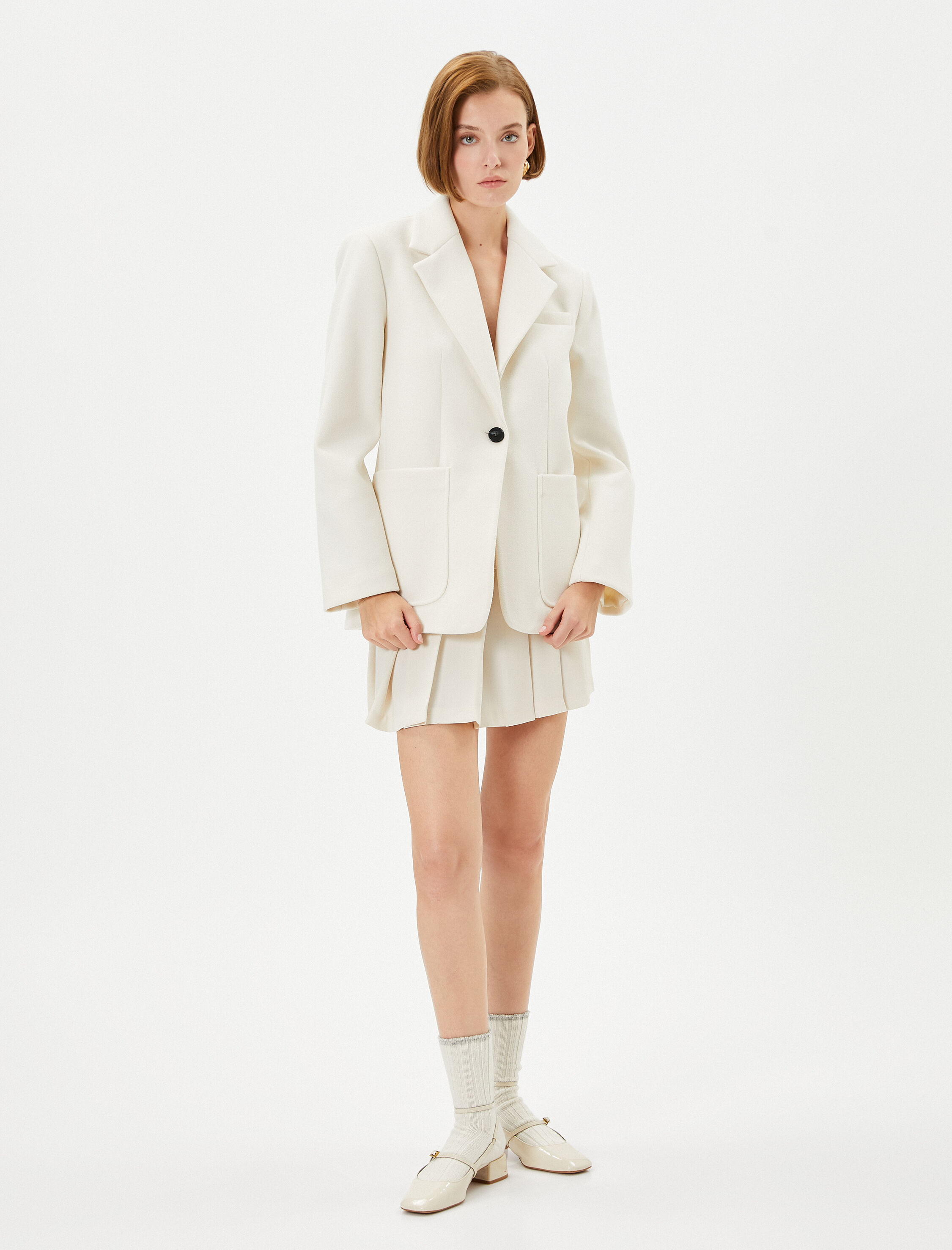   Blazer Ceket Tek Düğmeli Cep Detaylı