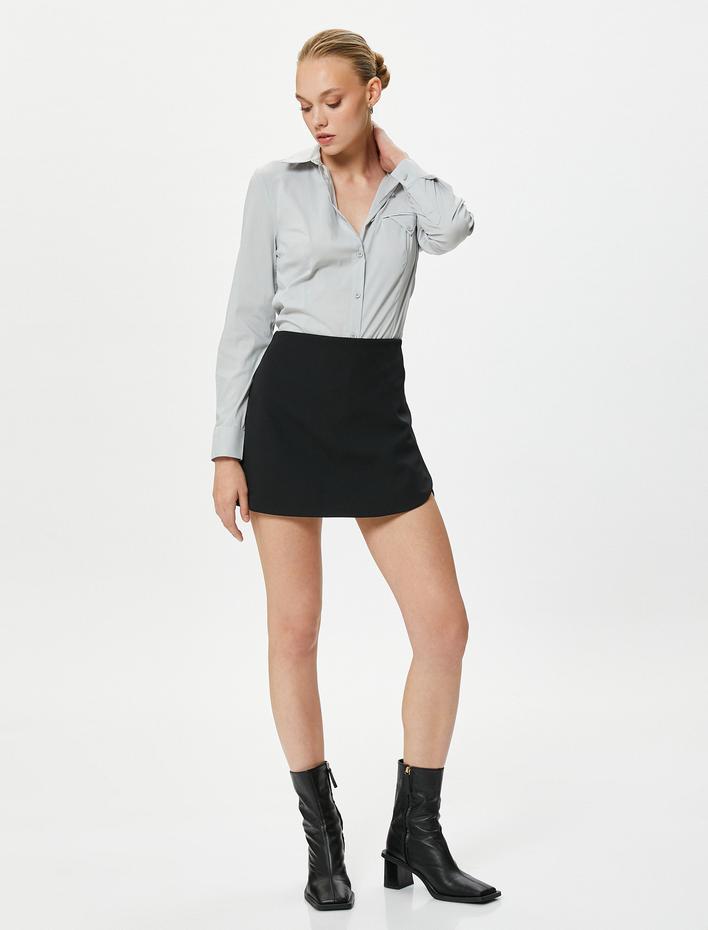  Klasik Gömlek Uzun Kollu Düğmeli Cep Detaylı