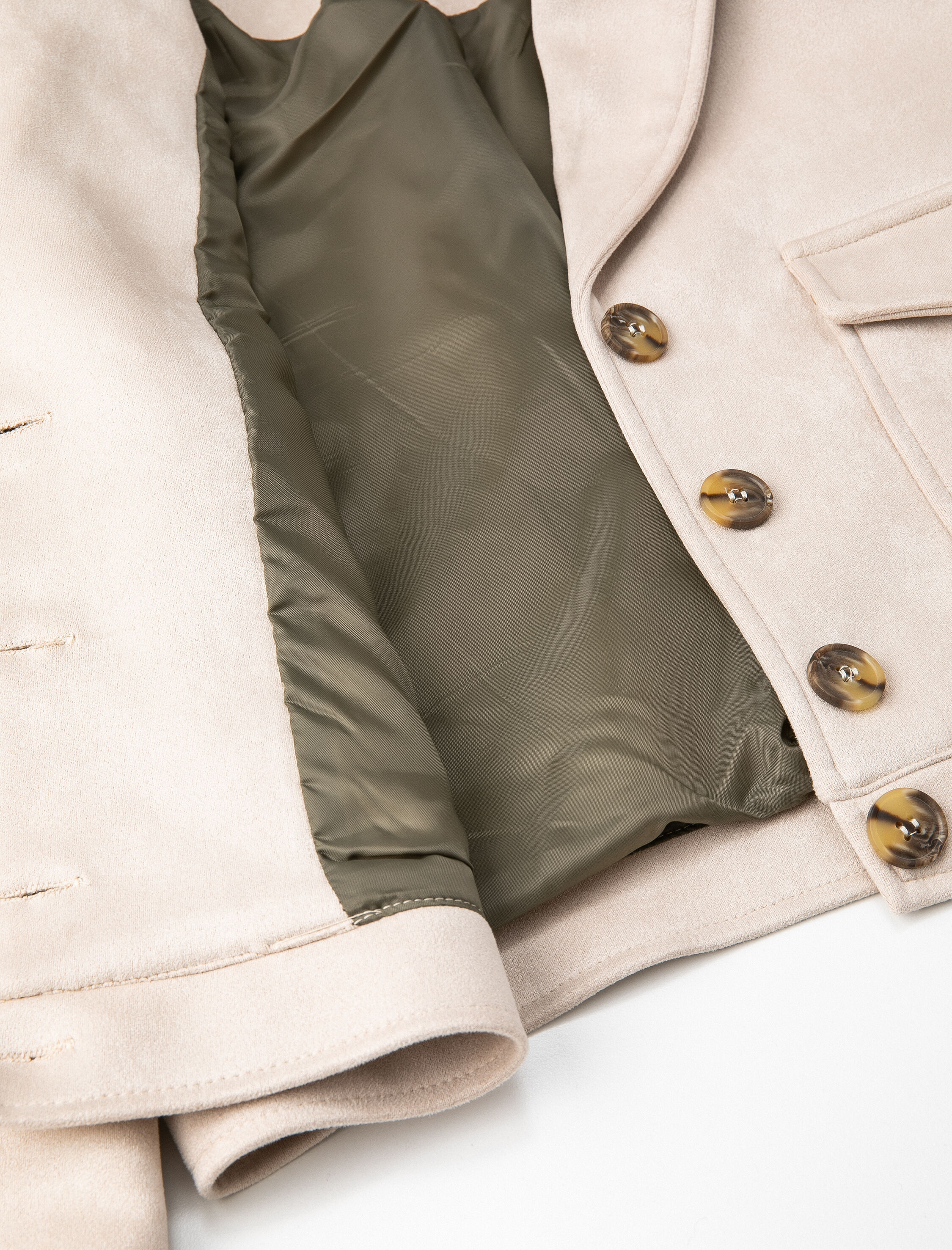   Süet Görünümlü Ceket Düğmeli Cep Detaylı Apoletli