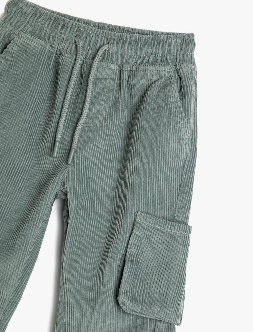 Erkek Çocuk Basic Pamuklu Pantolon Beli Bağlamalı Cep Detaylı