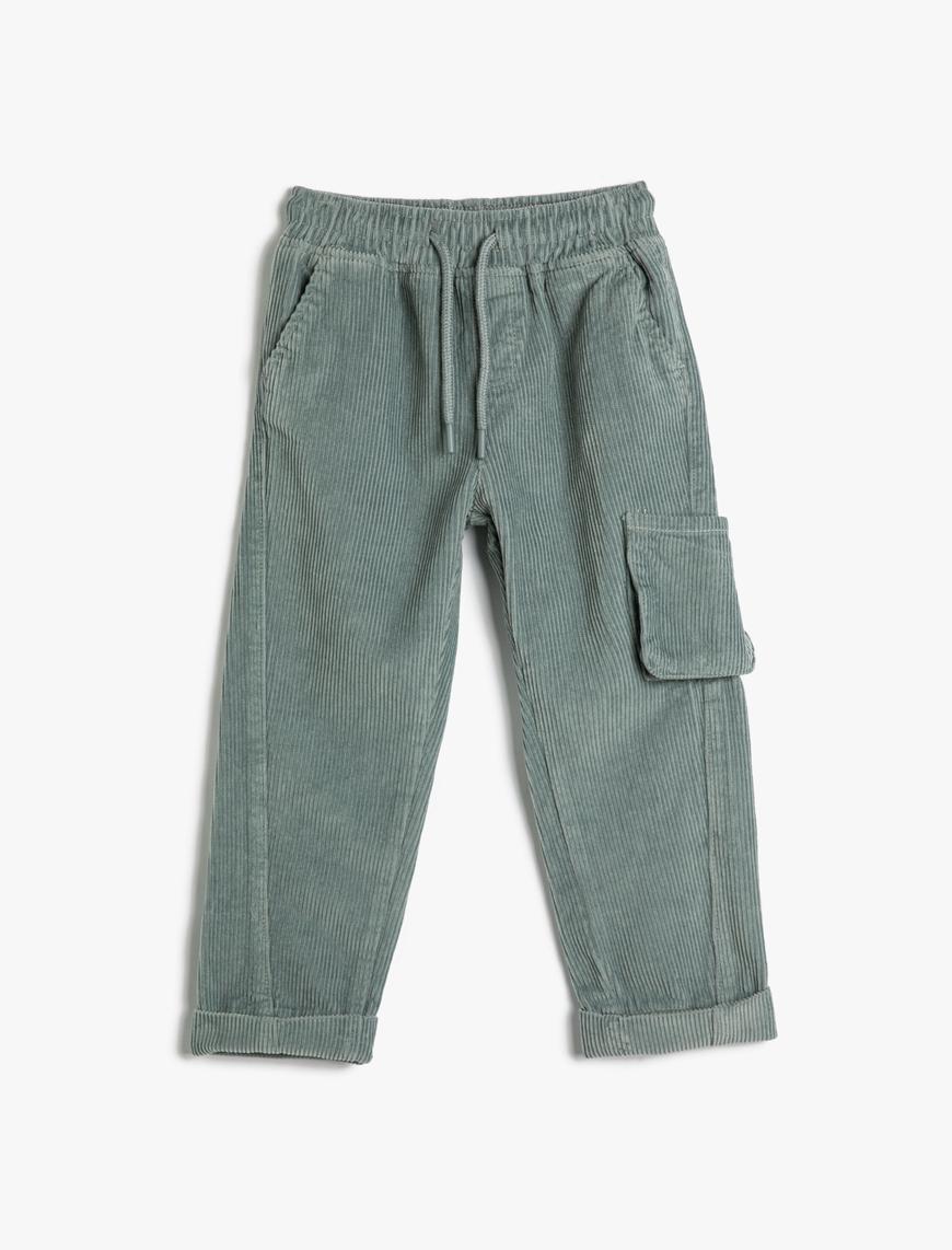 Erkek Çocuk Basic Pamuklu Pantolon Beli Bağlamalı Cep Detaylı