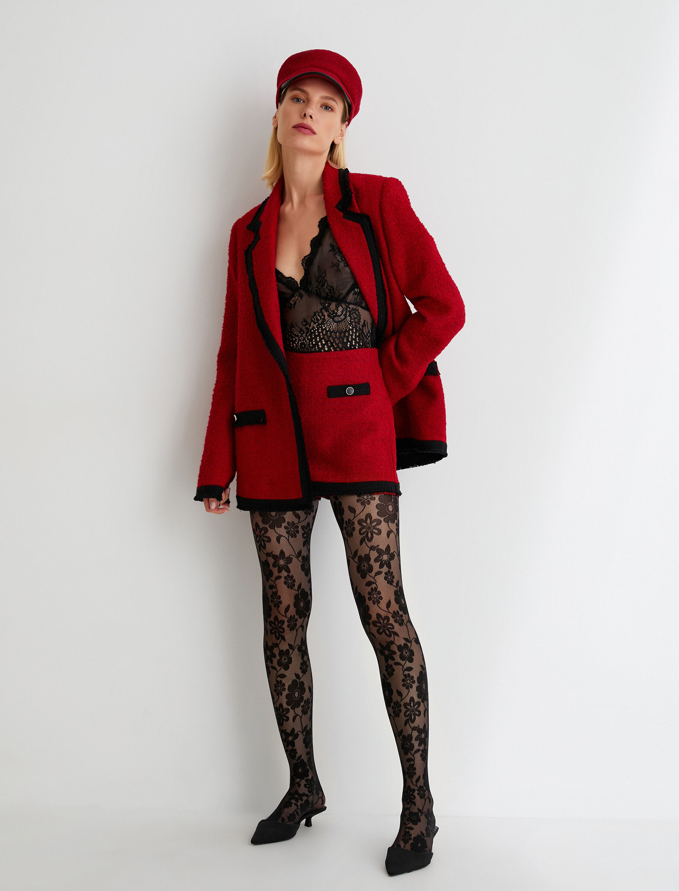   Tüvit Etek Mini Normal Bel Düğme Detaylı