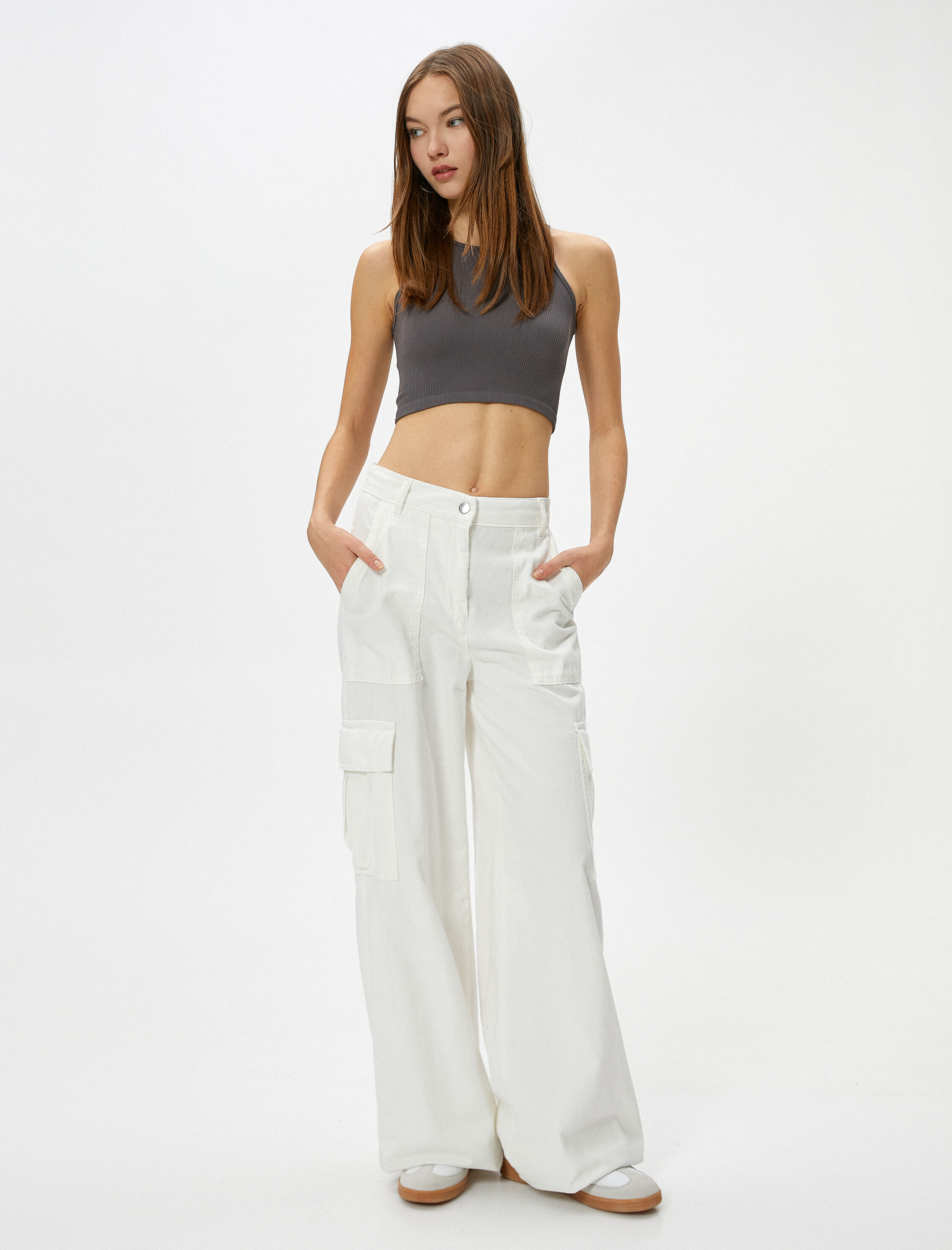   Basic Crop Atlet Yuvarlak Yaka Ribanalı