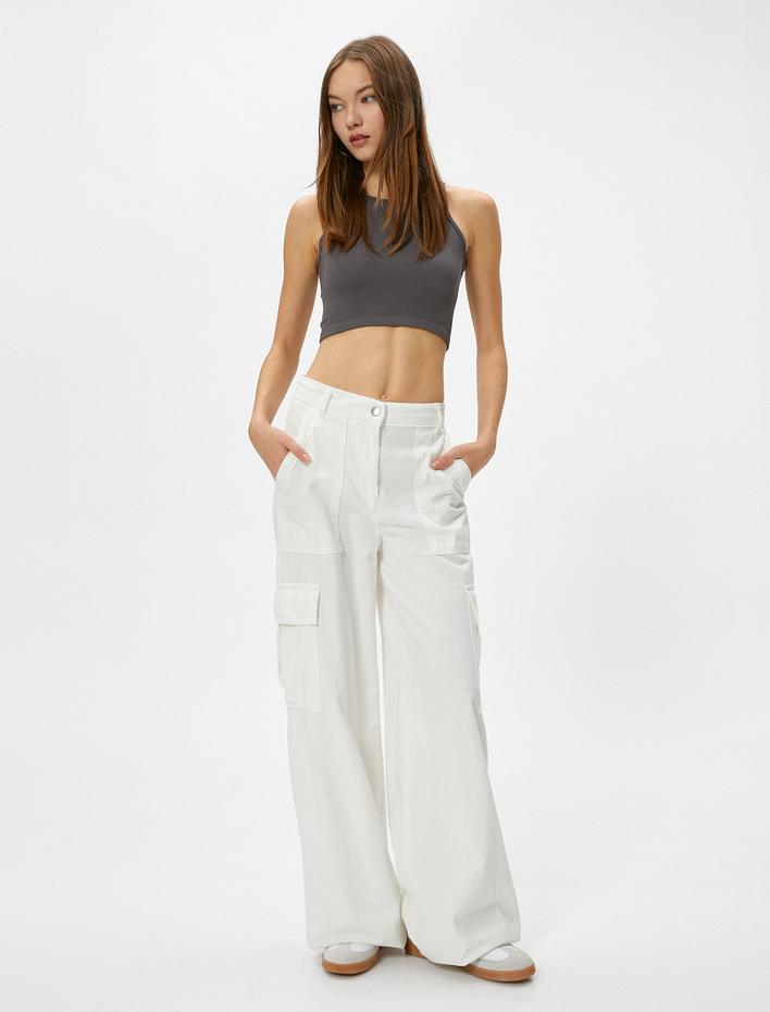  Basic Crop Atlet Yuvarlak Yaka Ribanalı