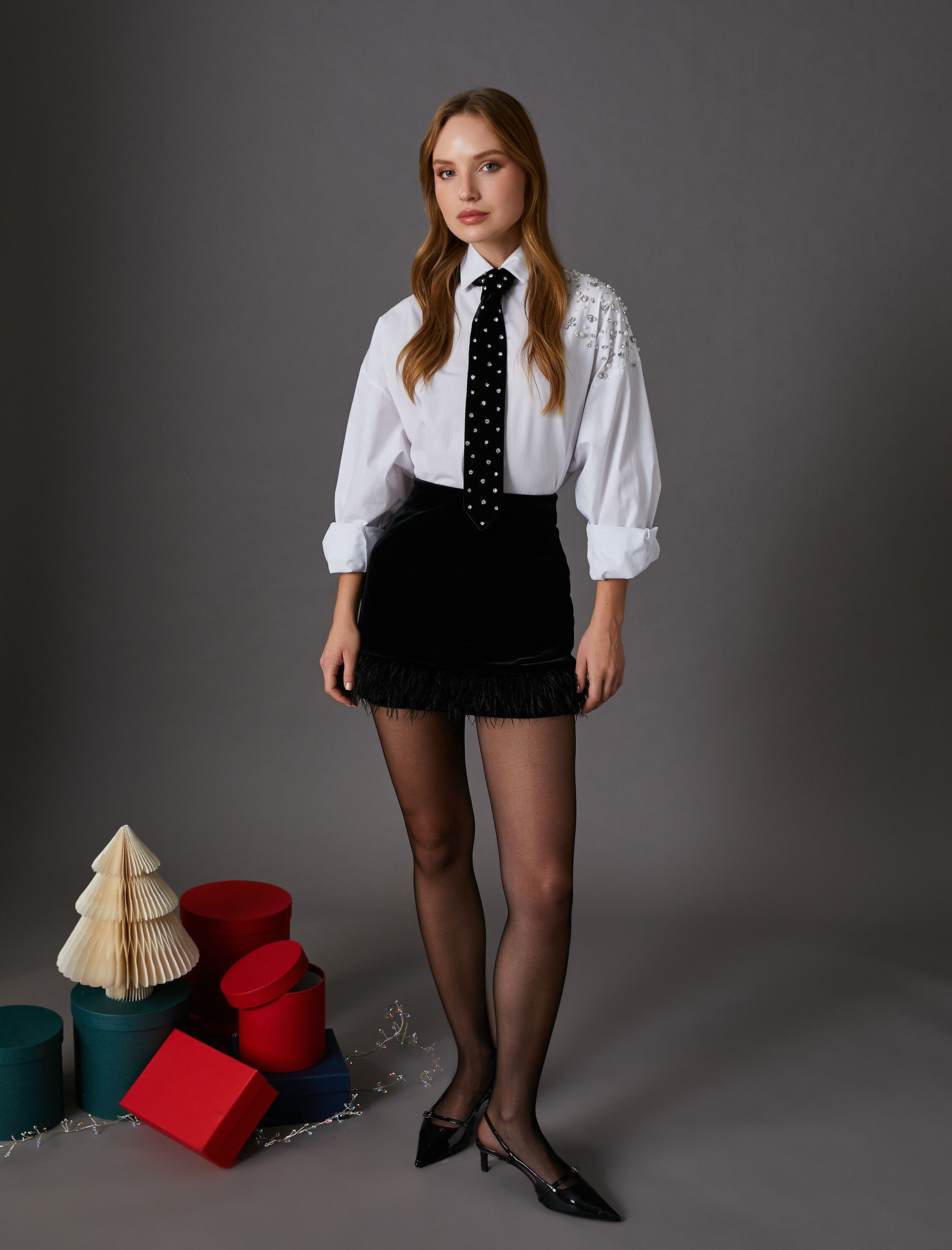   Parlak Taşlı Gömlek Uzun Kollu Düğmeli Pamuklu - El Emeği Koleksiyonu