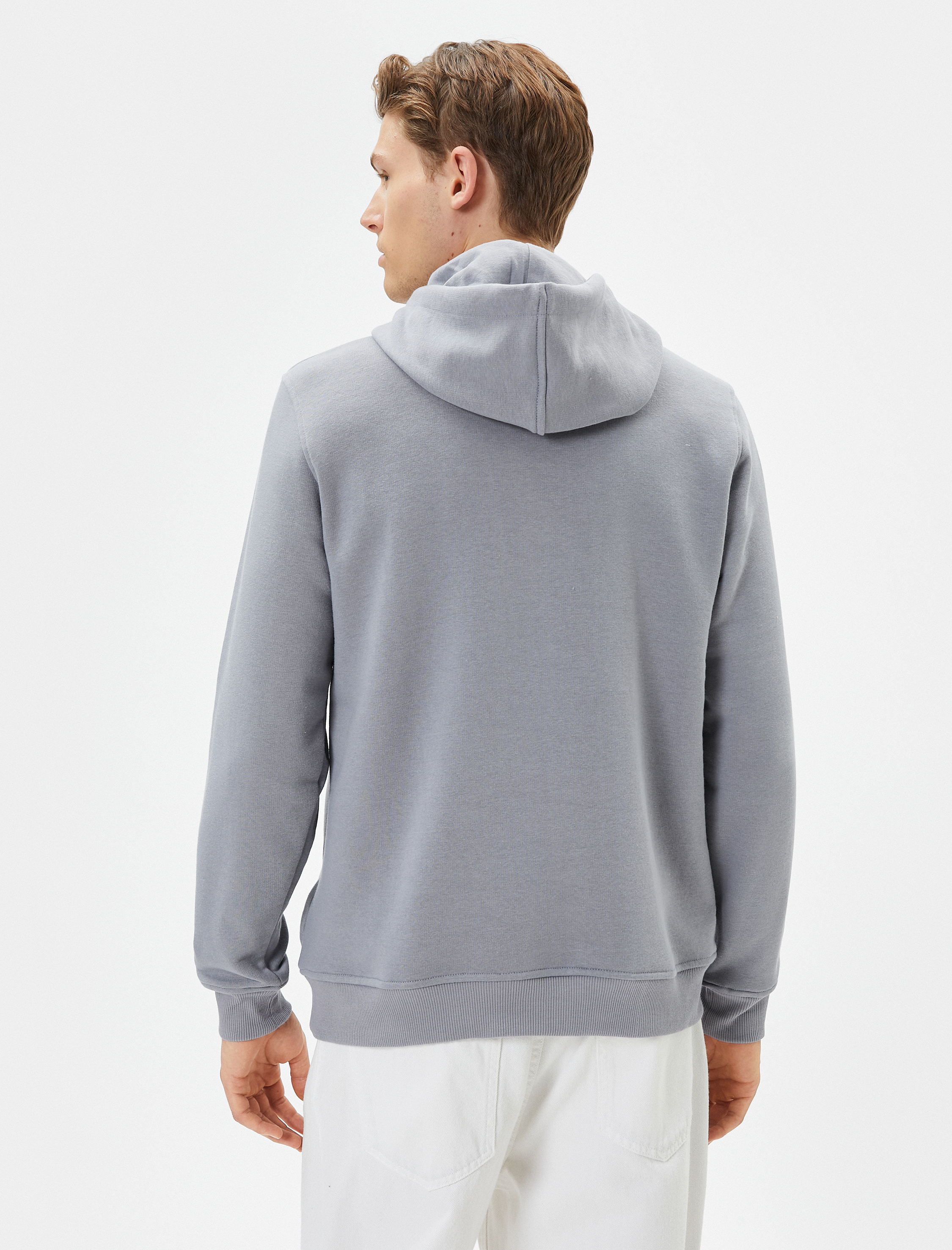   Kapşonlu Sweat Slogan Baskılı Kanguru Cep Detaylı Şardonlu