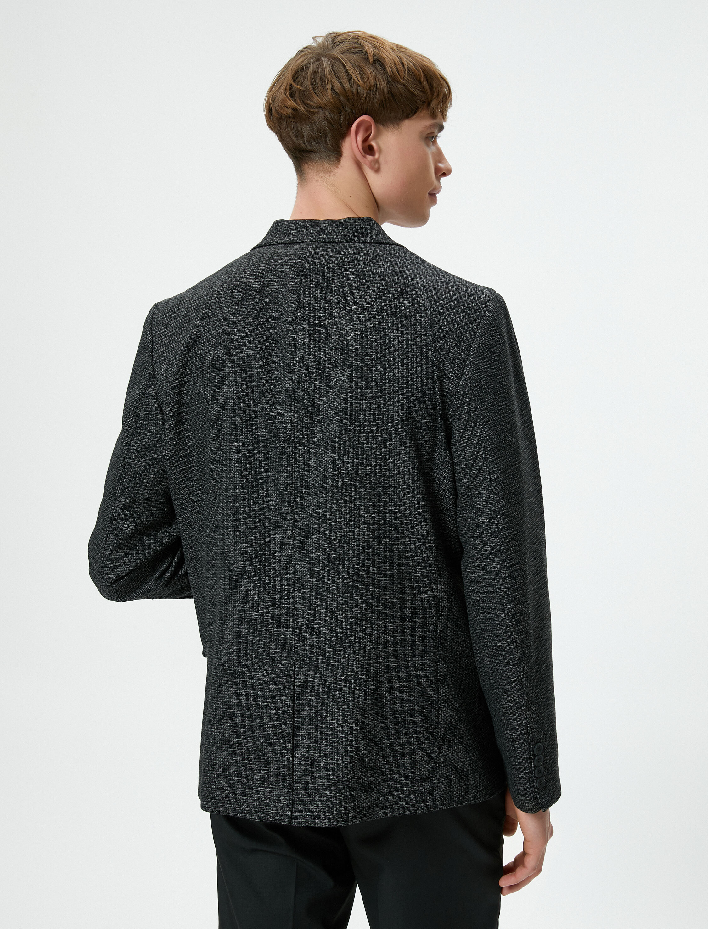   Blazer Ceket Slim Fit Düğmeli Çift Cep Detaylı Mono Yaka