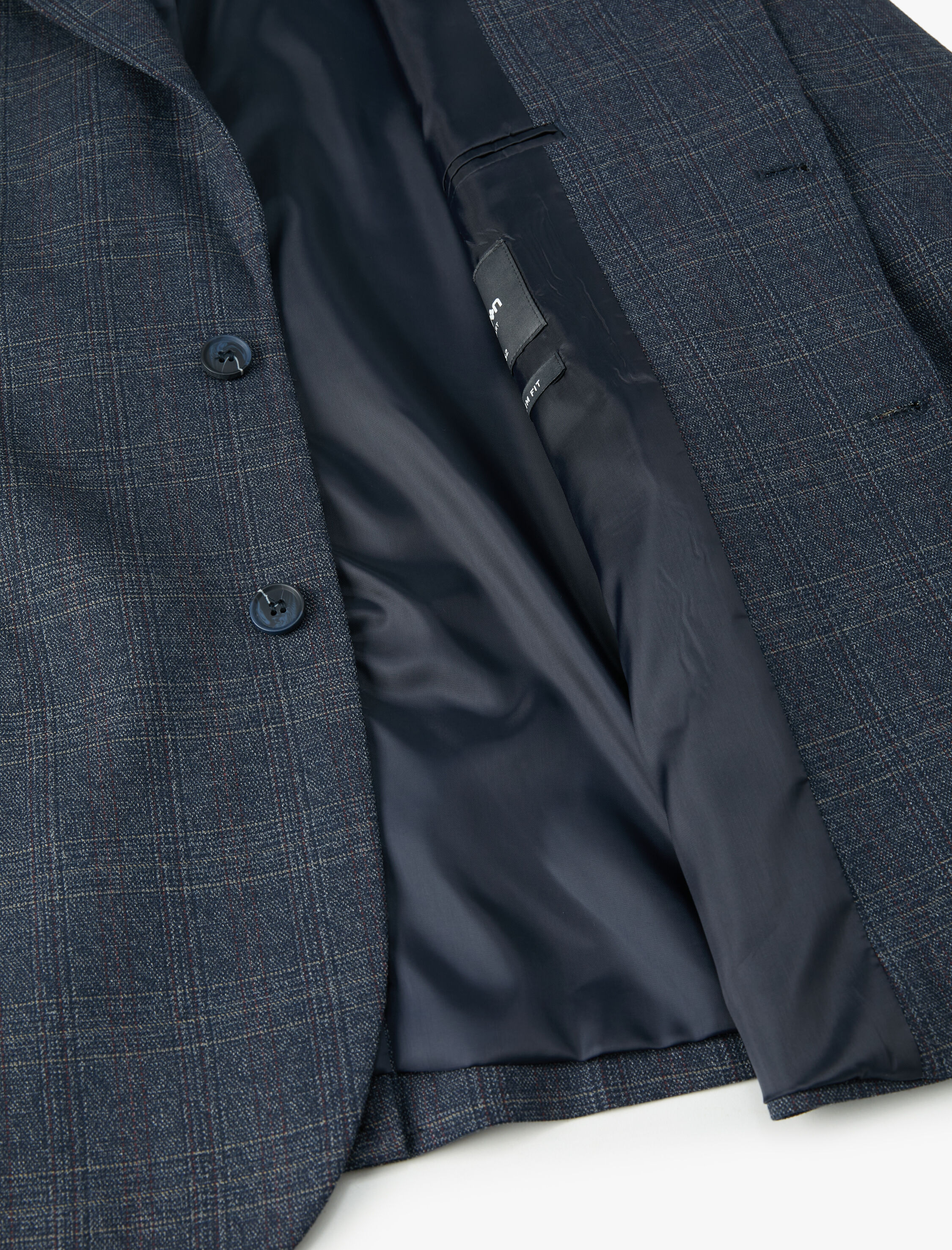   Blazer Ceket Ekoseli Slim Fit Düğmeli Çift Cep Detaylı Mono Yaka