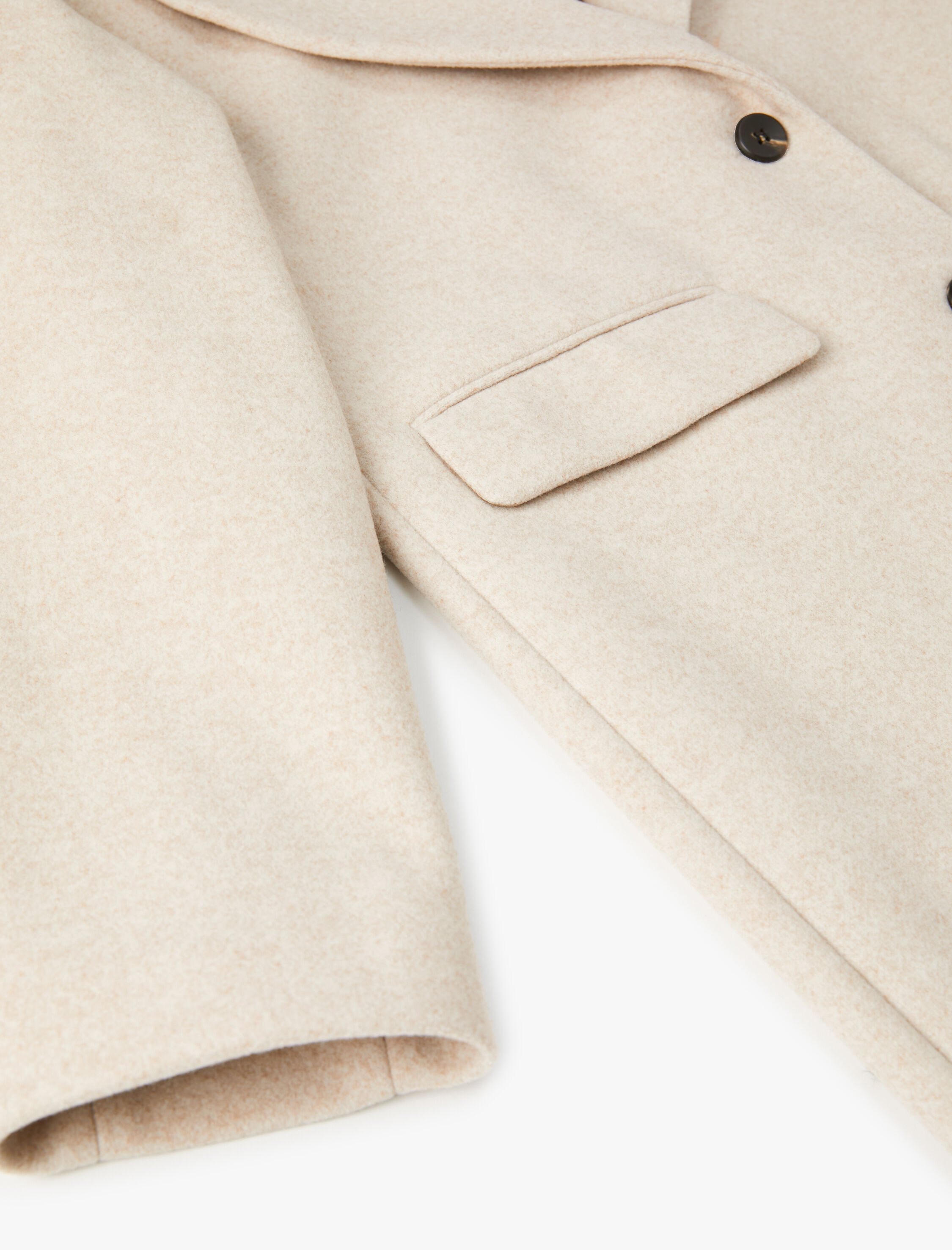   Kaşe Uzun Kaban Düğmeli Kapaklı Cepli