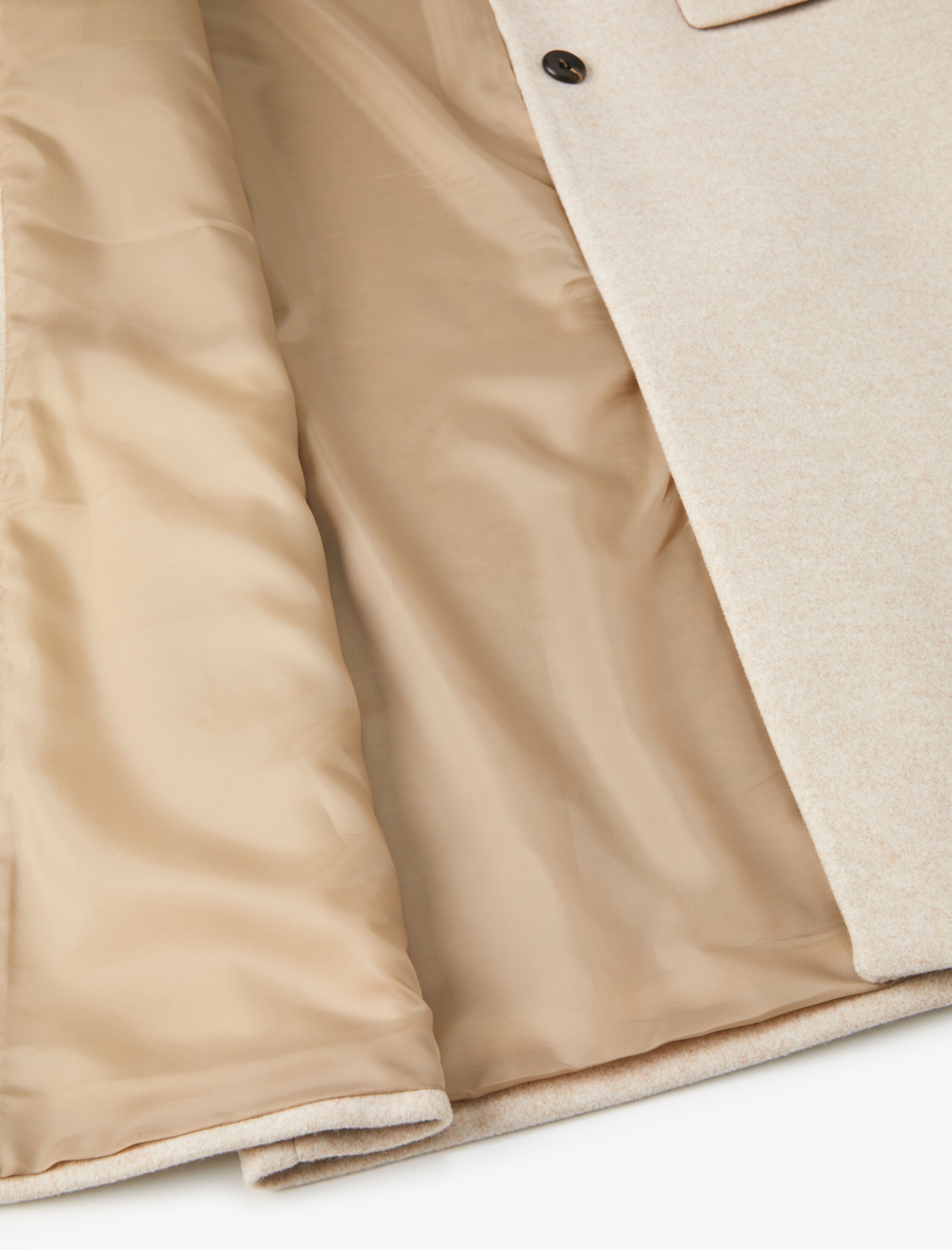   Kaşe Uzun Kaban Düğmeli Kapaklı Cepli