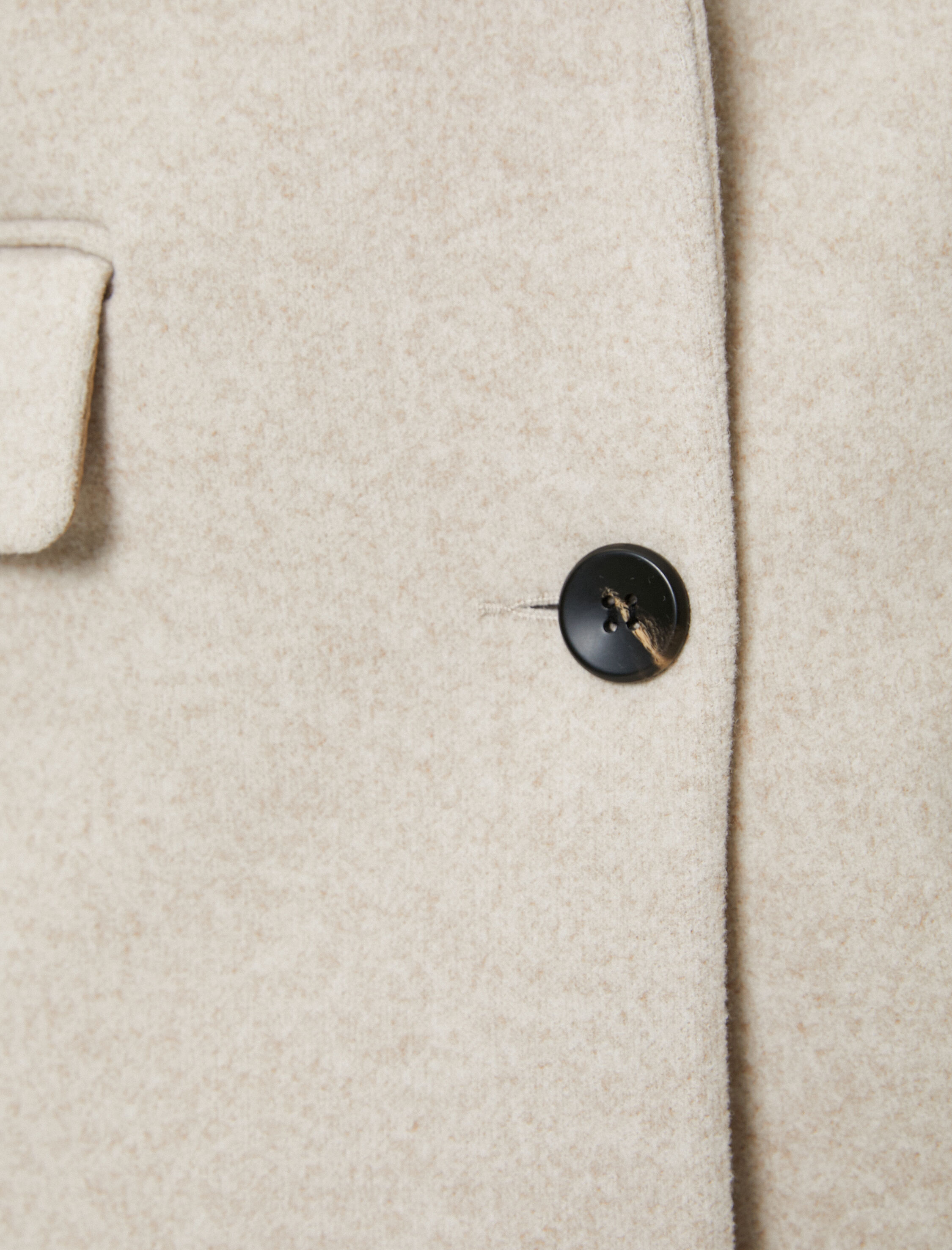   Kaşe Uzun Kaban Düğmeli Kapaklı Cepli