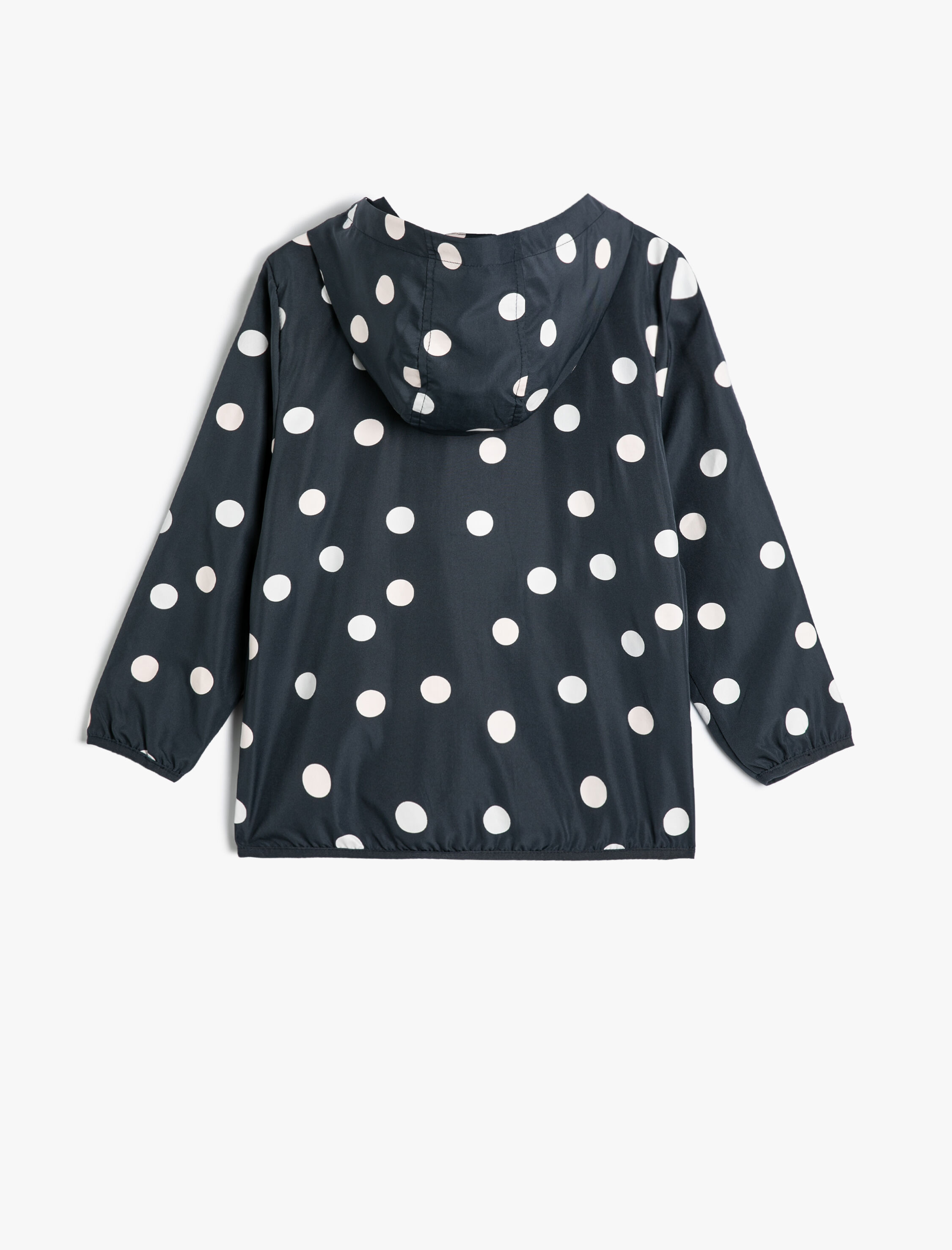  Kız Çocuk Puantiyeli Kapşonlu Cep Detaylı Mont Suda Renk Değiştiren Pamuk Astarlı