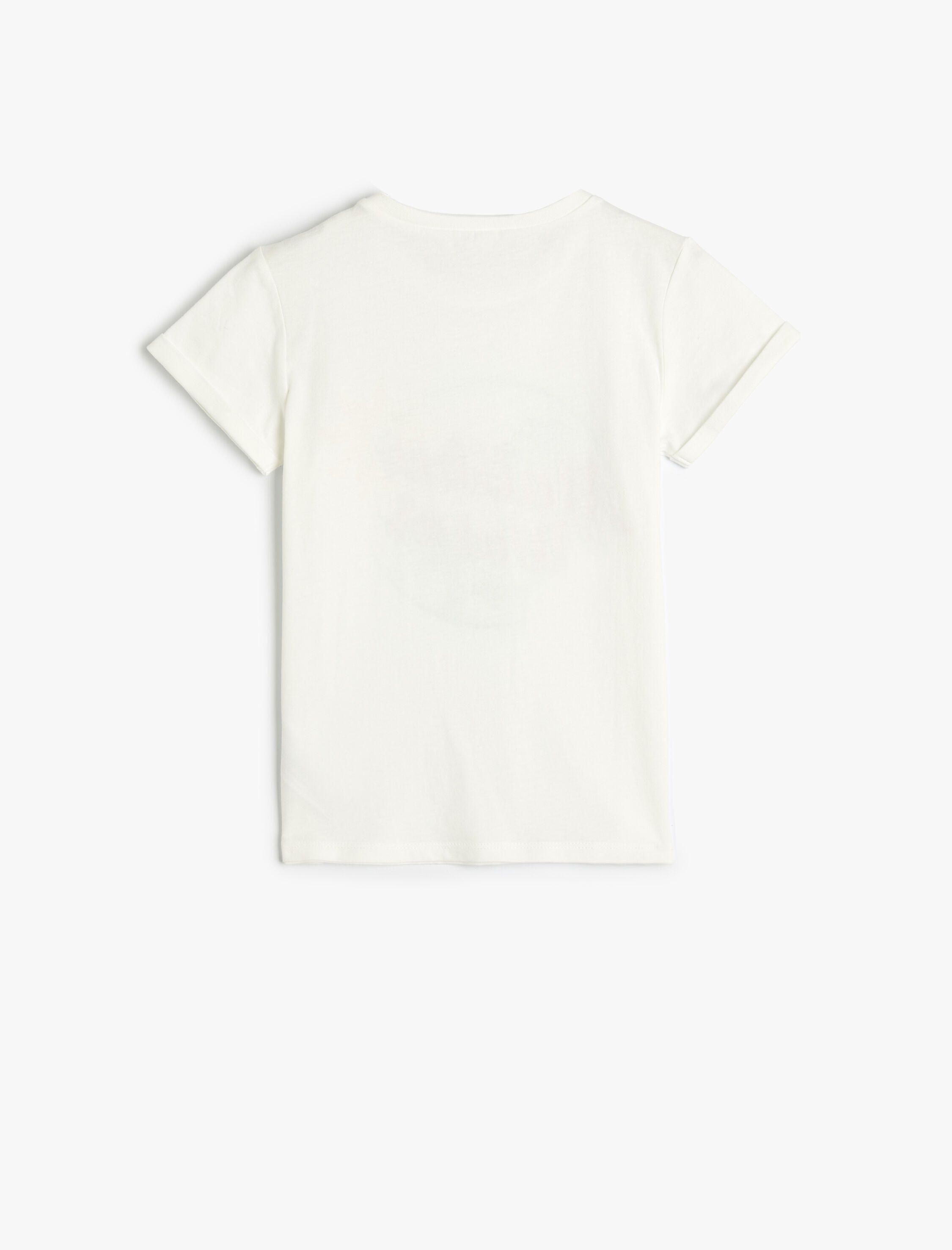  Kız Çocuk Tişört Baskı Detaylı Kısa Kollu Bisiklet Yaka Pamuklu