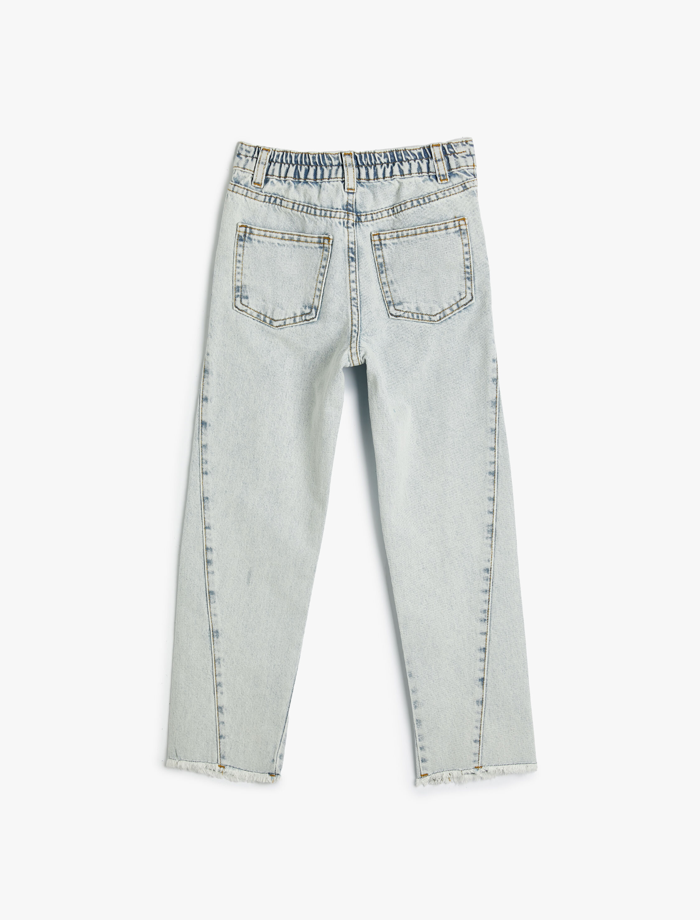  Kız Çocuk Kot Pantolon Pamuklu Bol Paça Rahat Kesim - Loose Jean