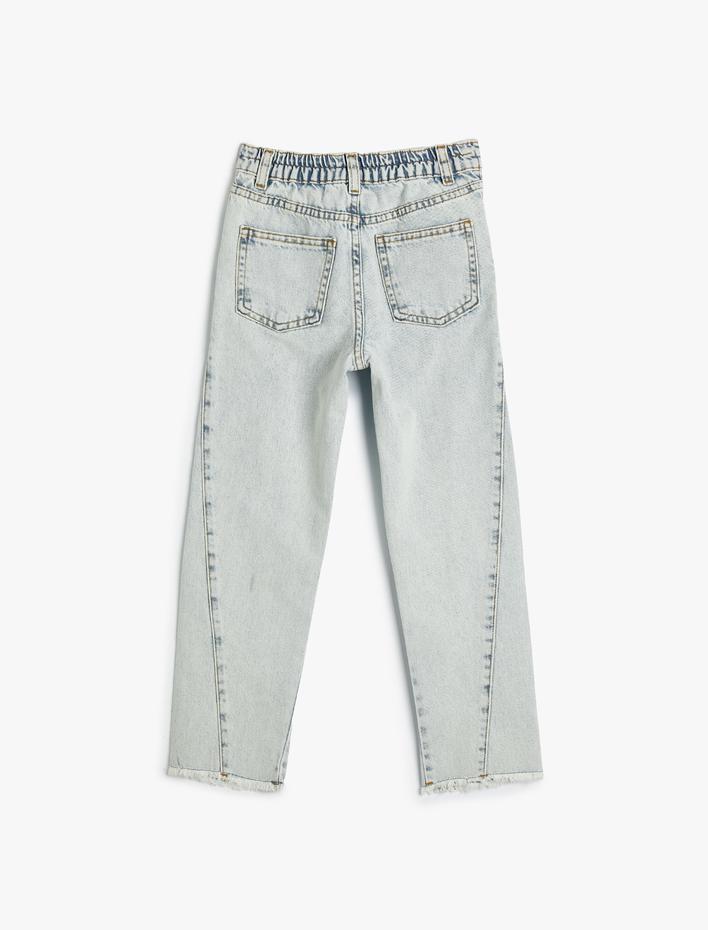 Kız Çocuk Kot Pantolon Pamuklu Bol Paça Rahat Kesim - Loose Jean