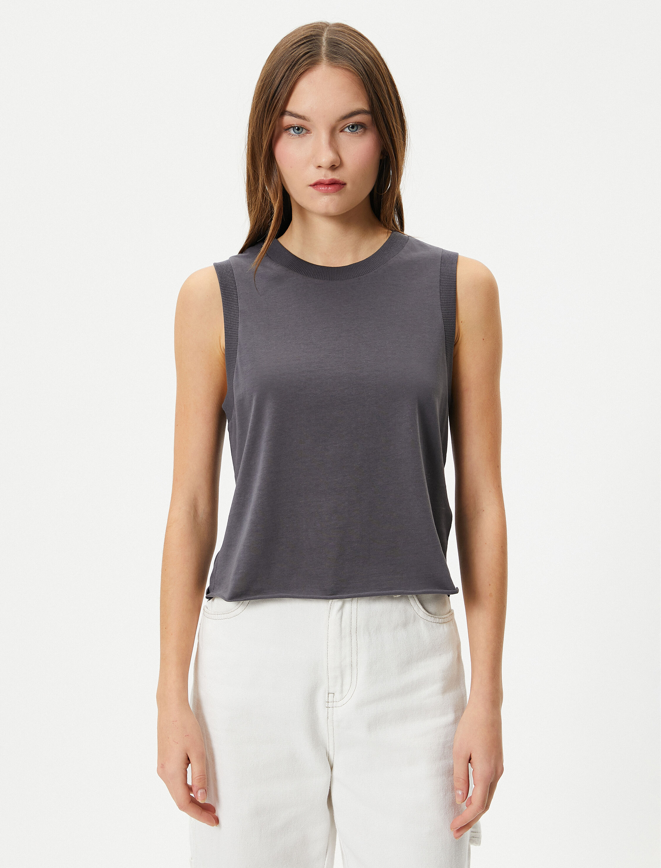   Kolsuz Tişört Bisiklet Yaka Pamuklu