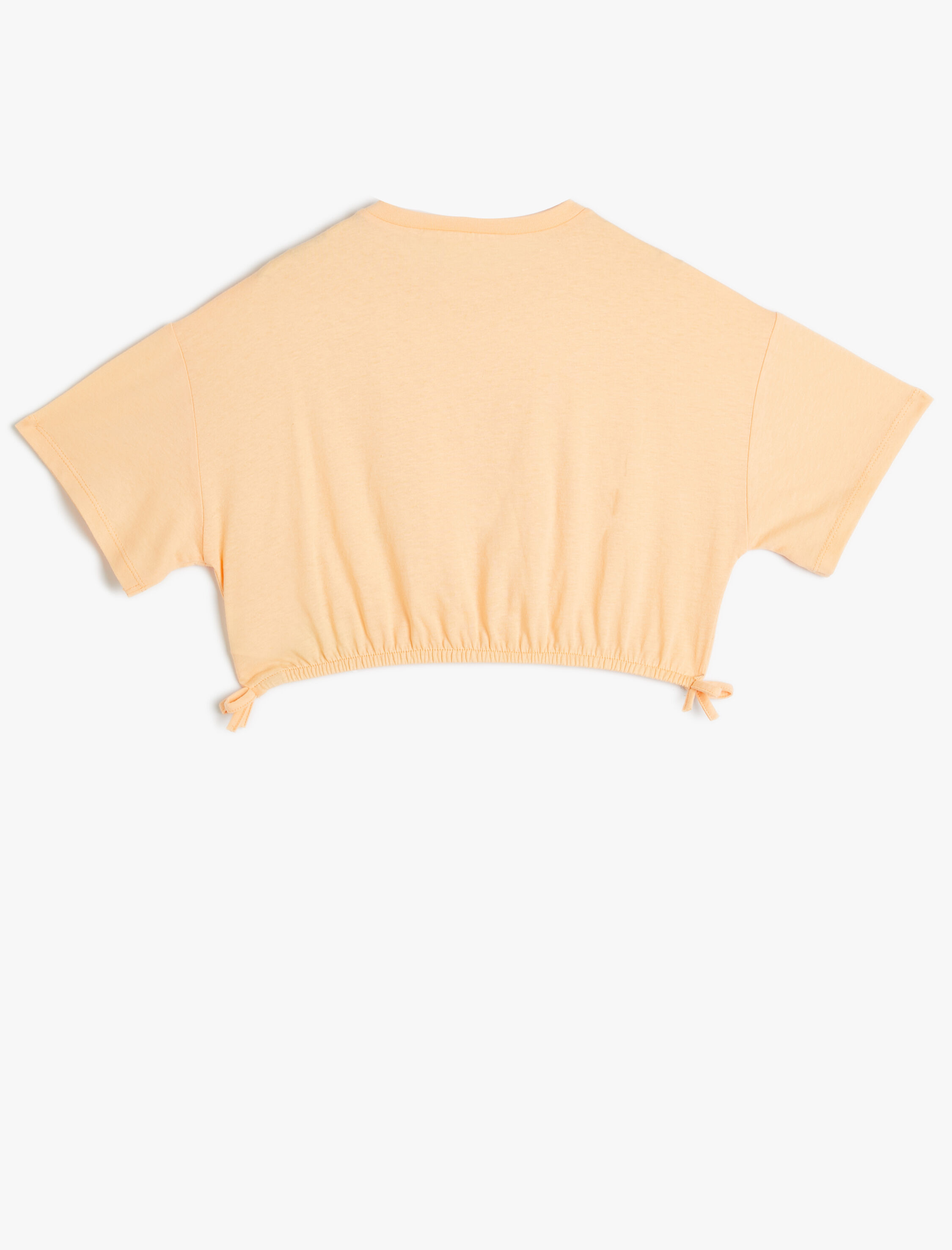  Kız Çocuk Crop Tişört Kısa Kollu Bisiklet Yaka Baskılı Pamuklu