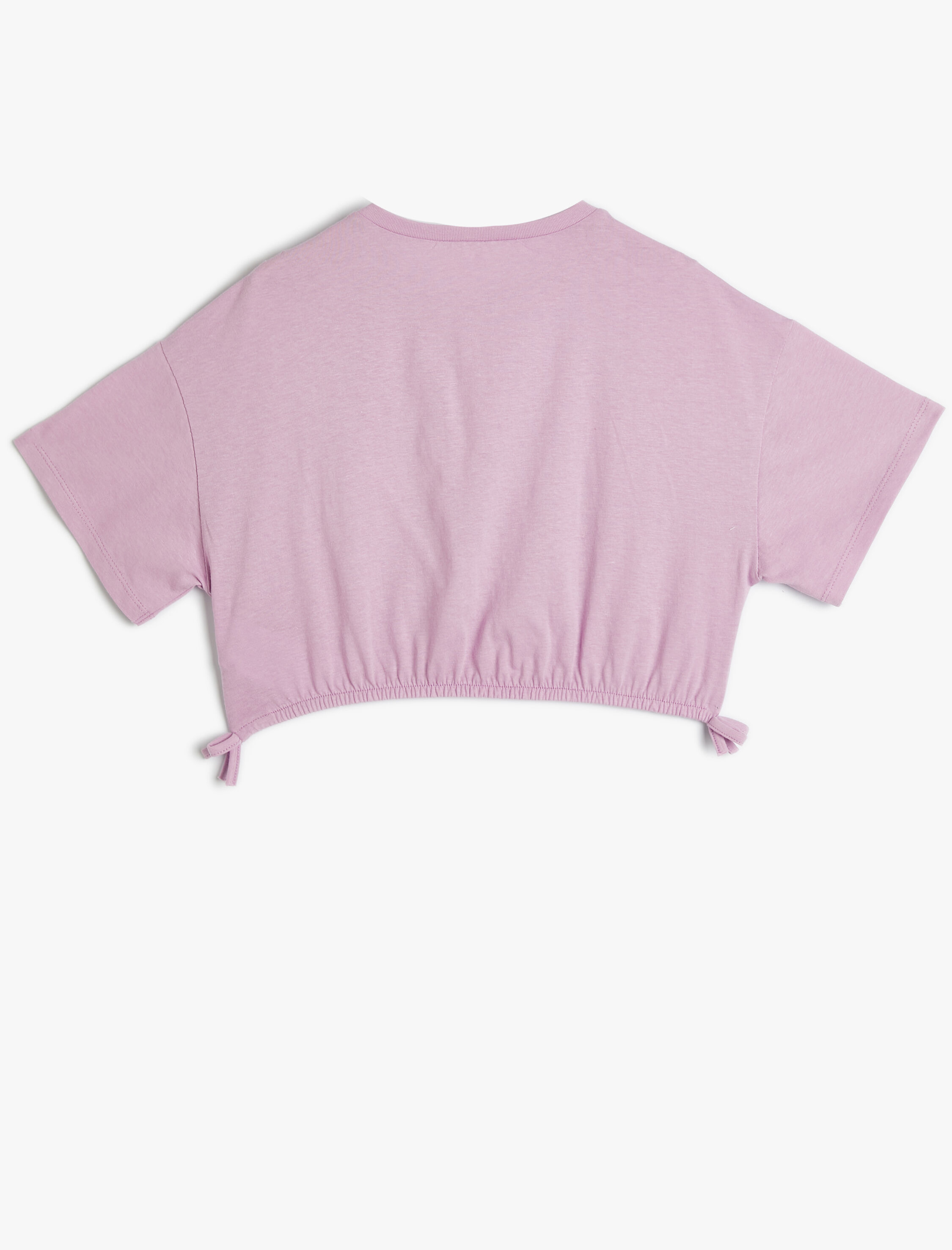  Kız Çocuk Crop Tişört Kısa Kollu Bisiklet Yaka Kolej Baskılı Pamuklu