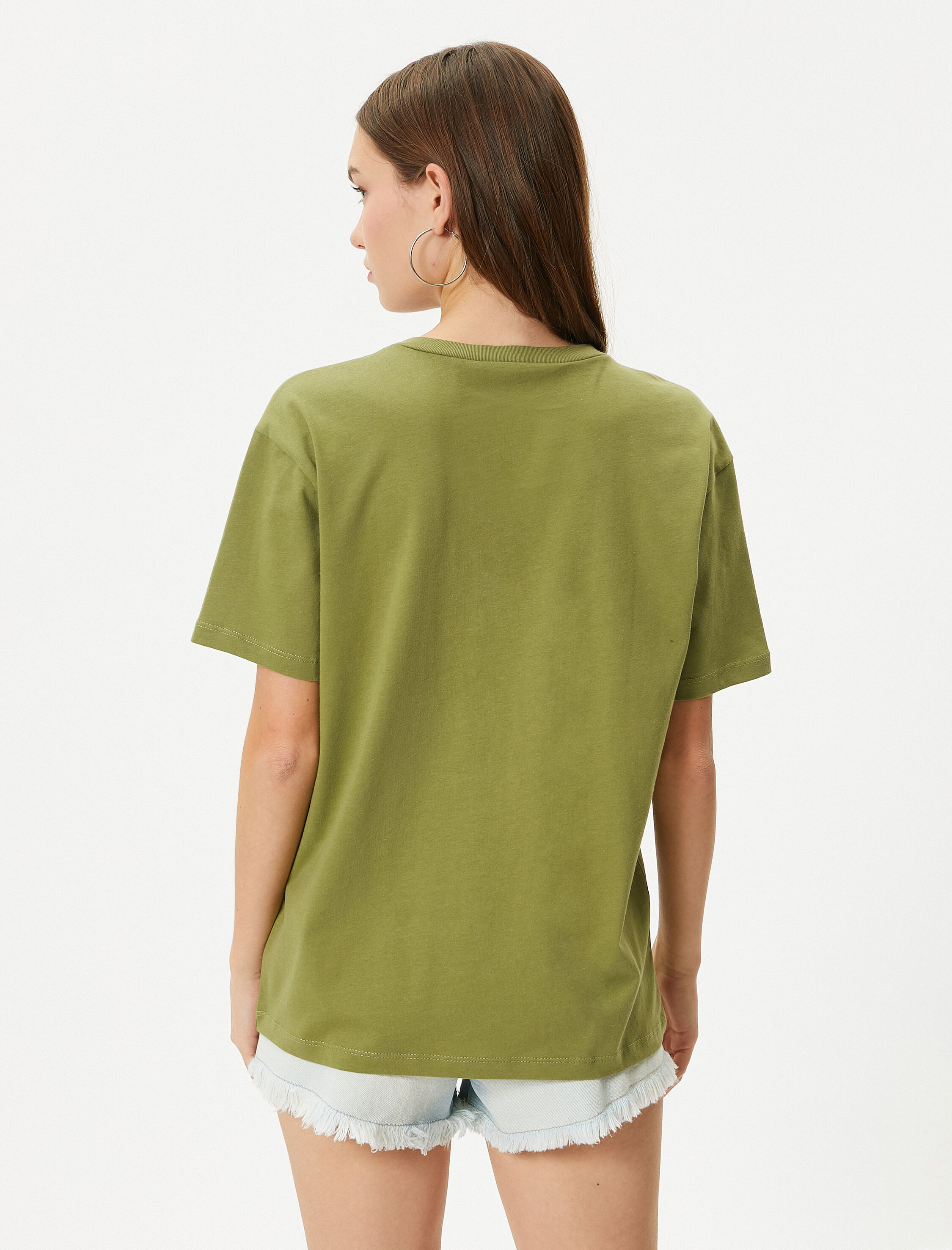   Bisiklet Yaka Tişört Pamuklu Kısa Kollu Baskılı