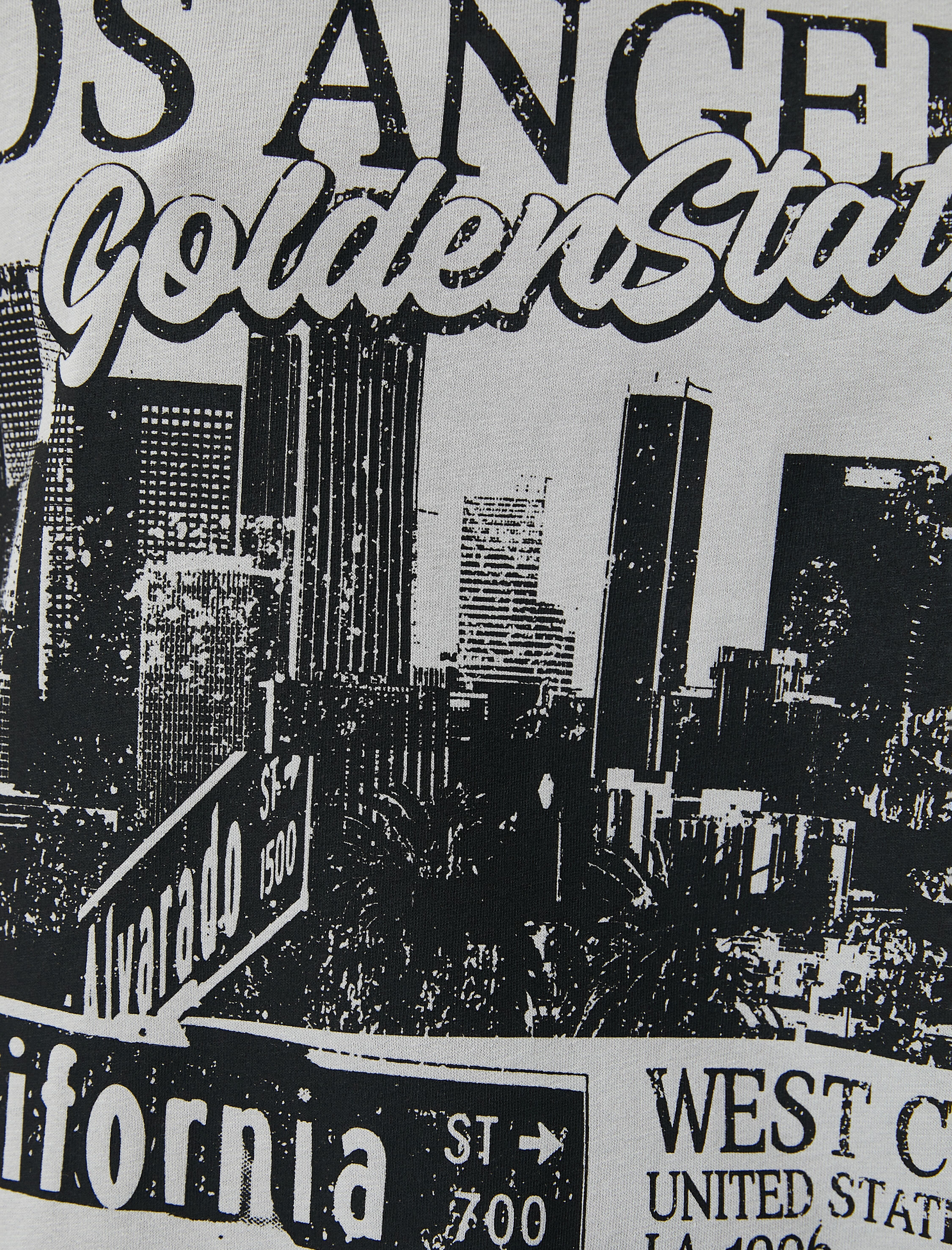   Los Angeles Tişört Baskılı Kısa Kollu Bisiklet Yaka Pamuklu