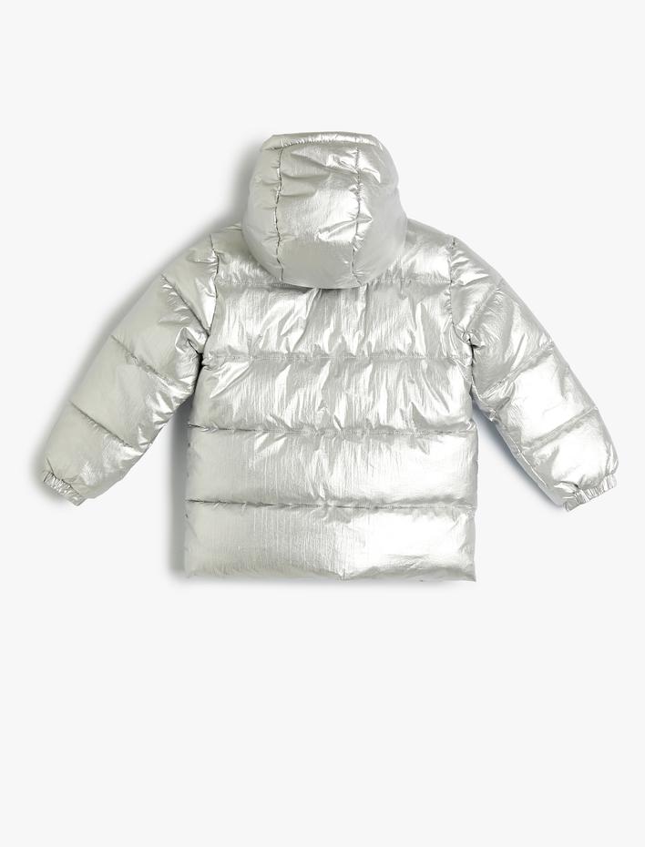 Kız Çocuk Şişme Mont Kapşonlu Fermuarlı Cep Detaylı