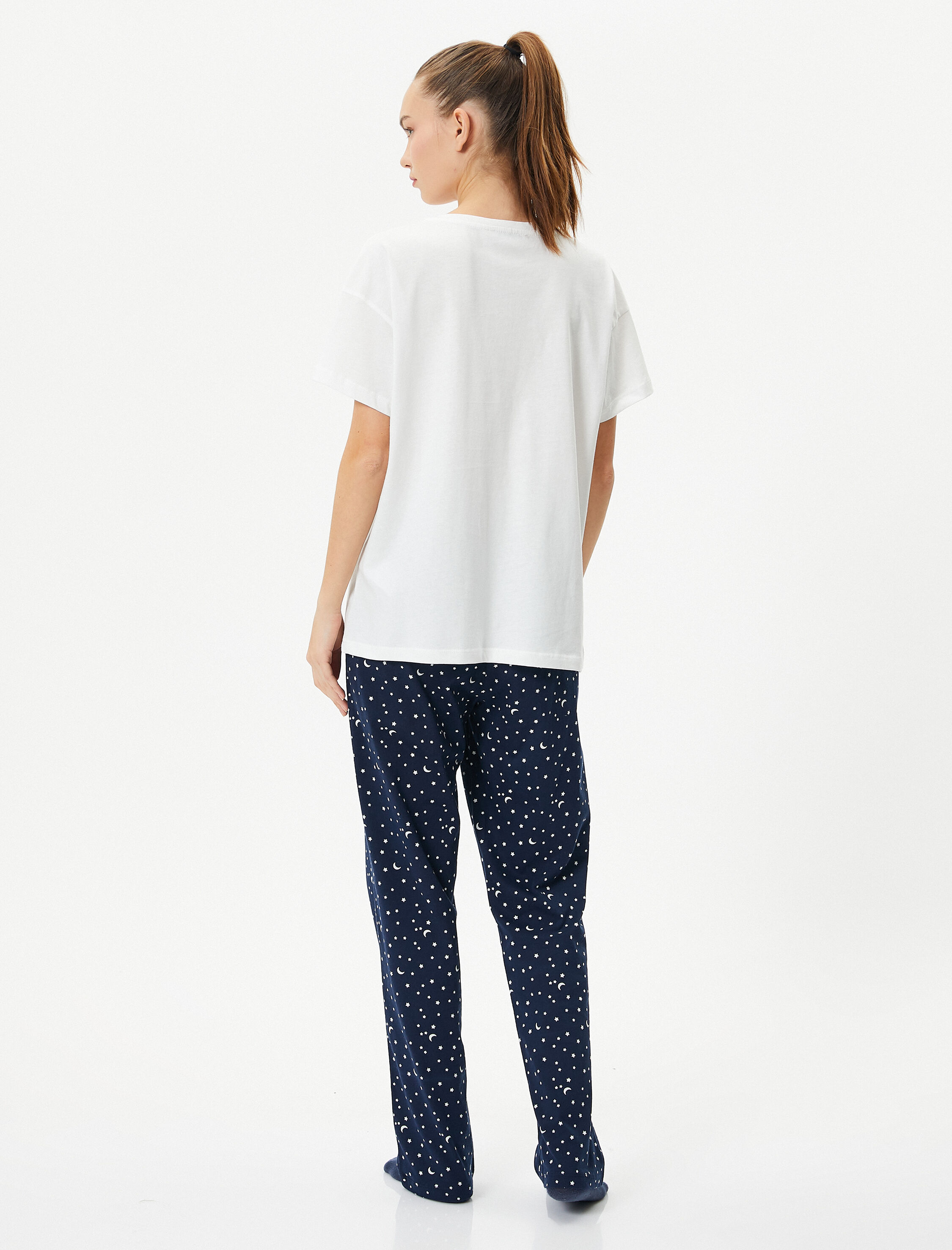   Kısa Kollu Pijama Takımı Baskılı Pamuklu