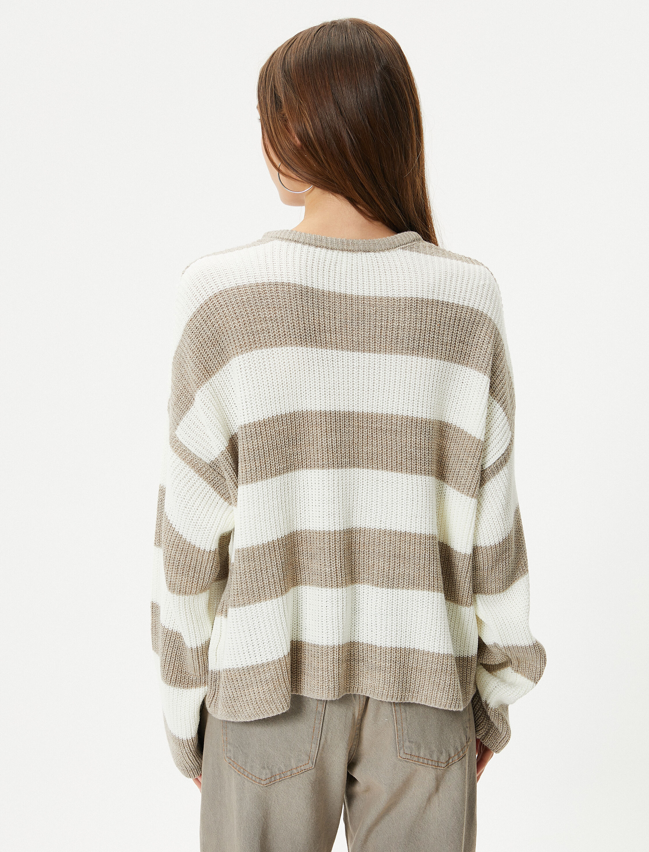   Basic Triko Kazak Uzun Kollu Bisiklet Yaka