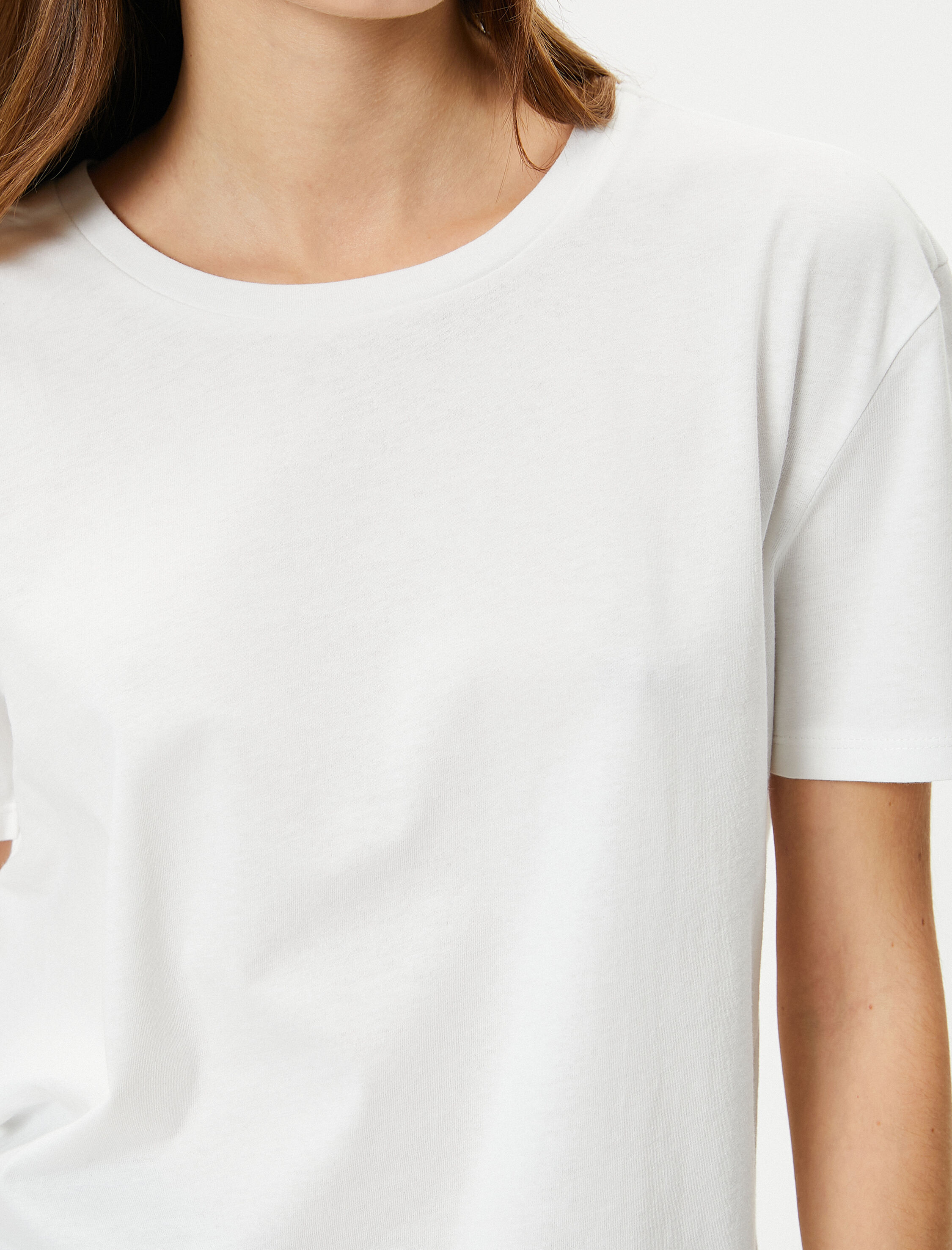   Basic Bisiklet Yaka Tişört Kısa Kollu Pamuklu