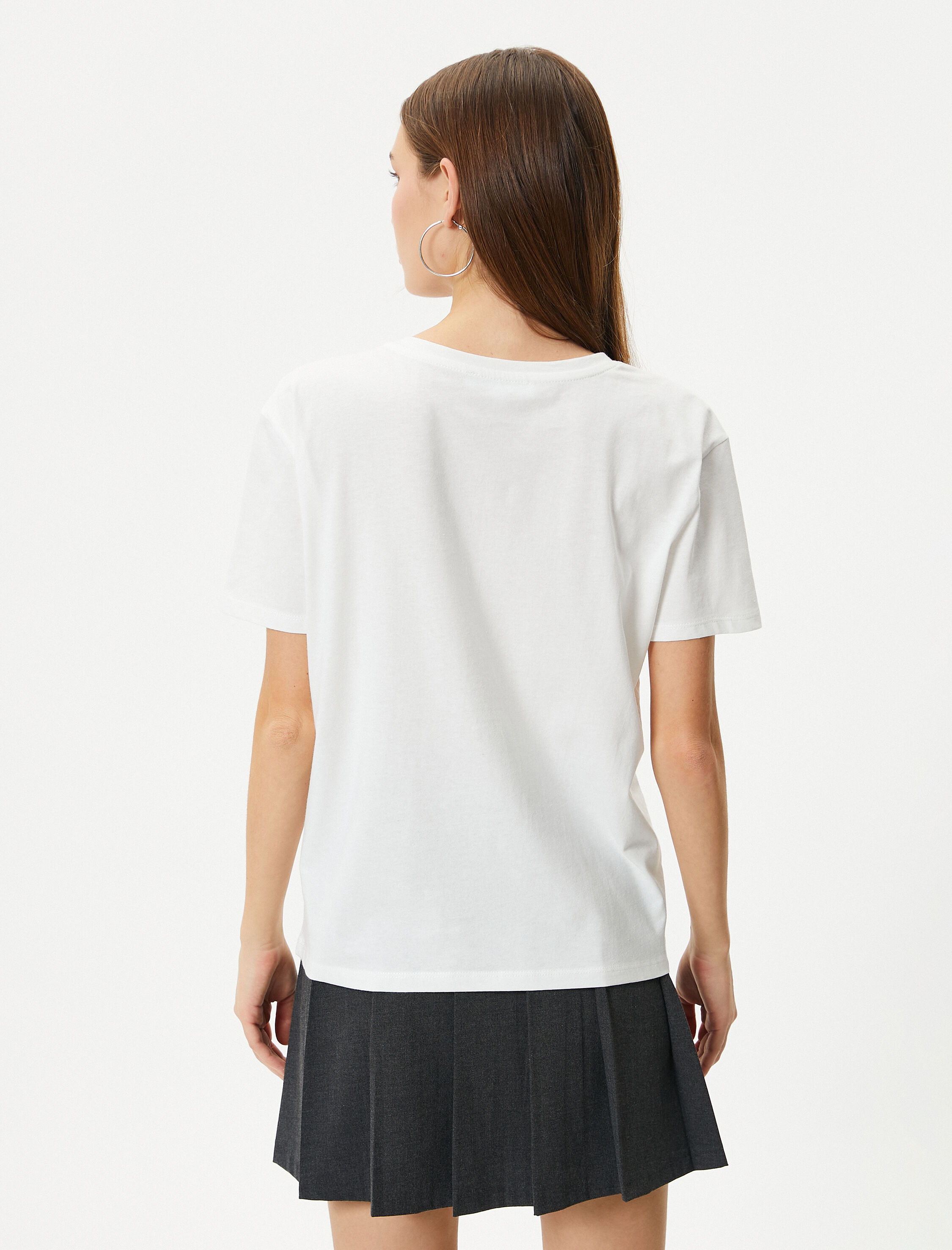   Basic Bisiklet Yaka Tişört Kısa Kollu Pamuklu