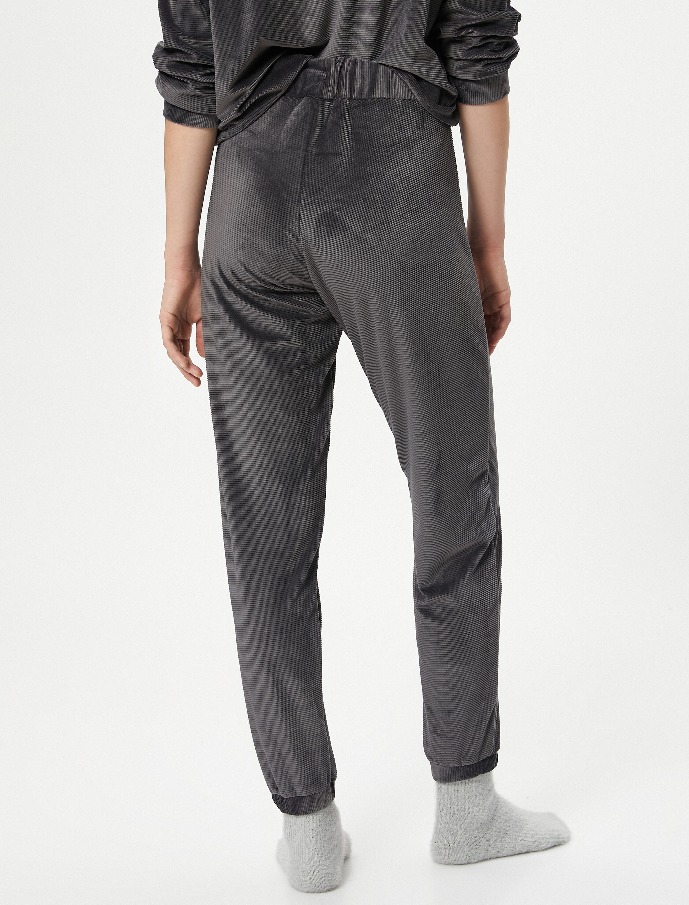   Pijama Altı Kadife Fitilli Beli Bağcıklı Jogger