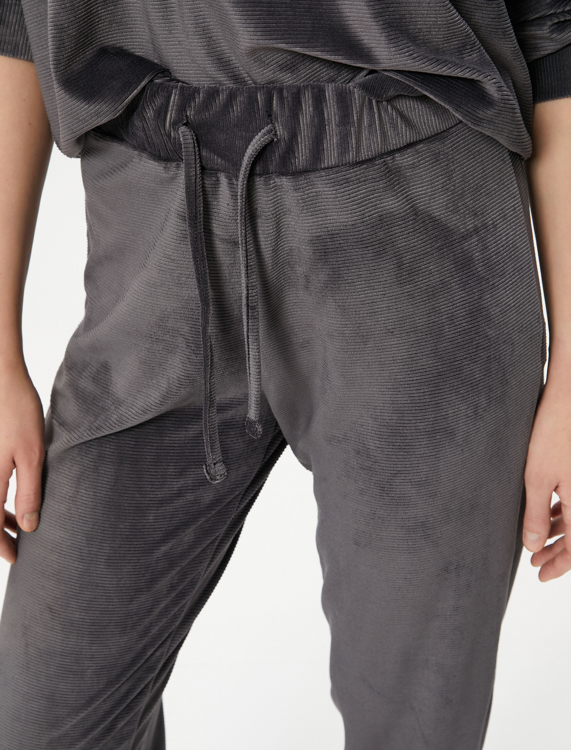   Pijama Altı Kadife Fitilli Beli Bağcıklı Jogger