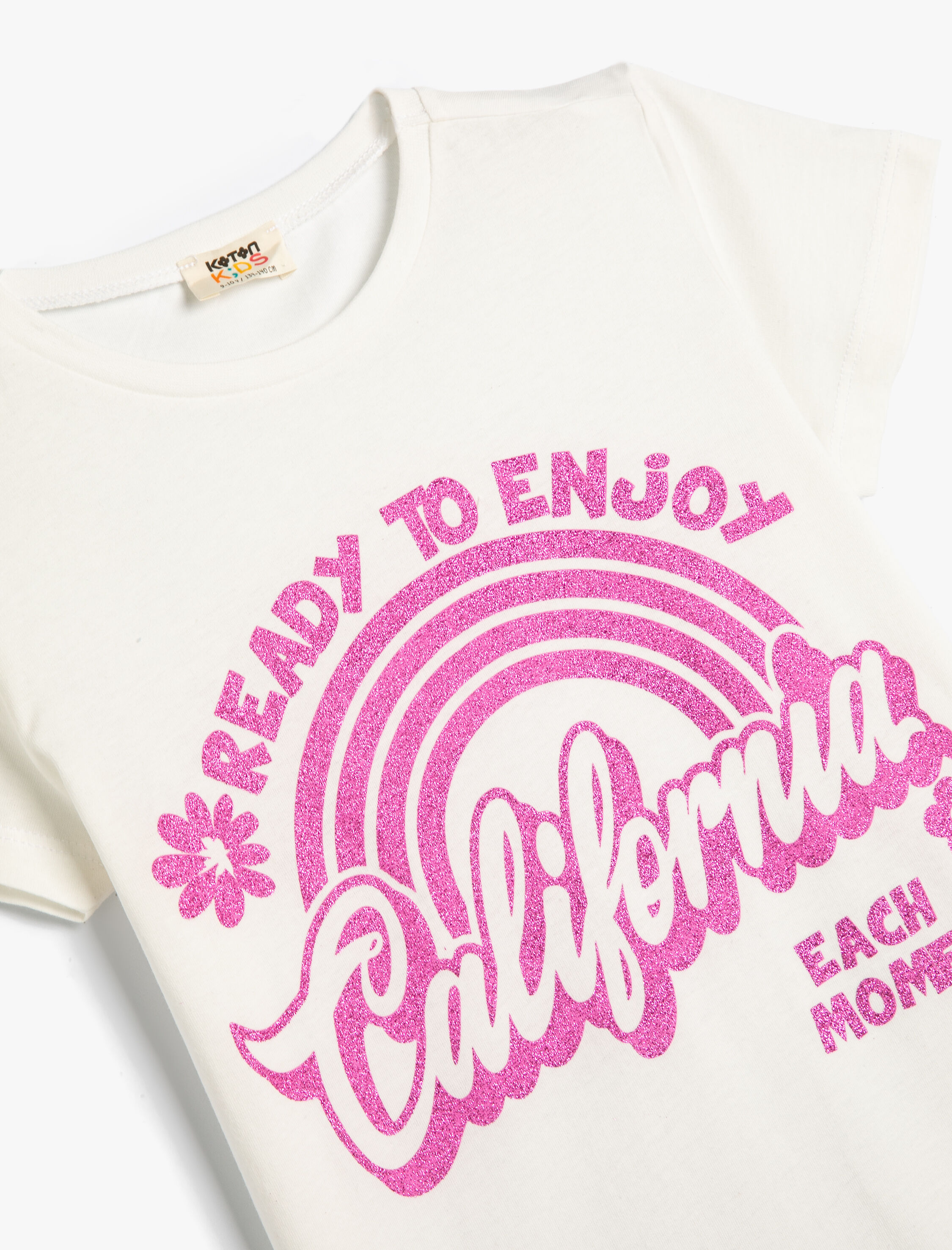  Kız Çocuk Tişört Kısa Kollu Bisiklet Yaka Şehir Baskı Detaylı Pamuklu