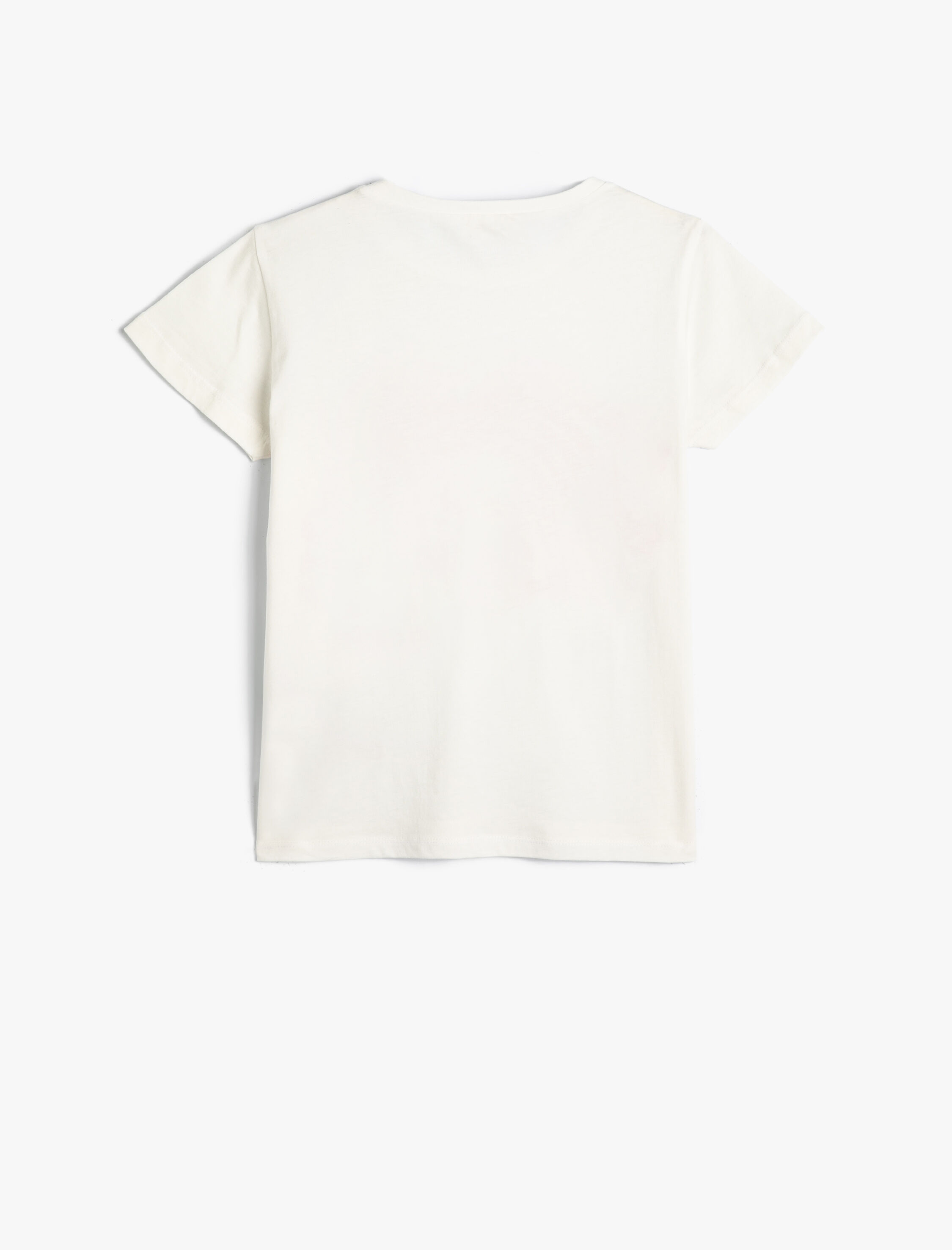  Kız Çocuk Tişört Baskı Detaylı Kısa Kollu Bisiklet Yaka Pamuklu