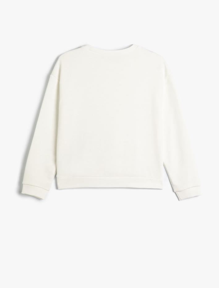 Kız Çocuk Basic Sweatshirt Uzun Kollu Bisiklet Yaka Düğüm Detaylı