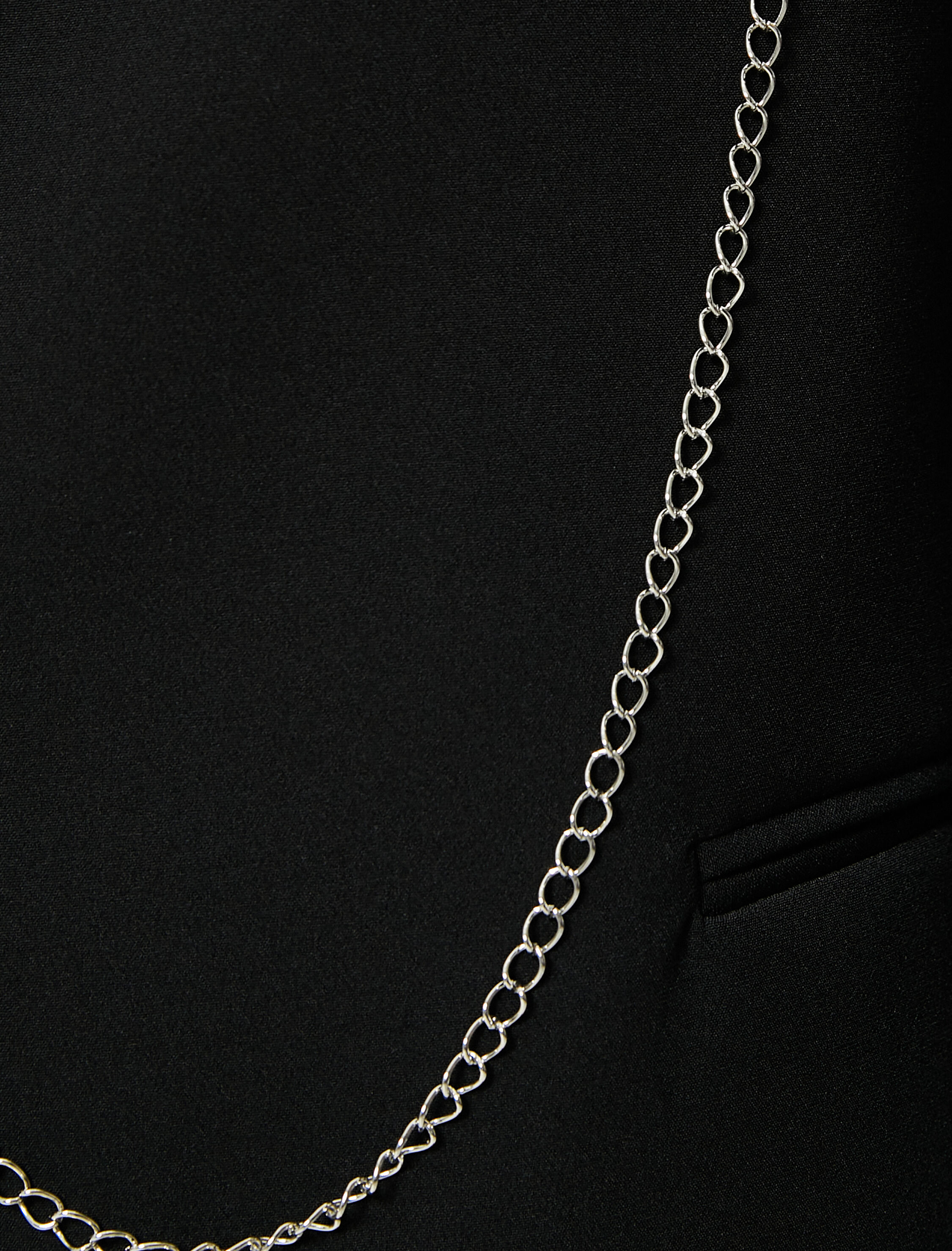   Blazer Ceket Tek Düğmeli Fleto Cepli Zincirli