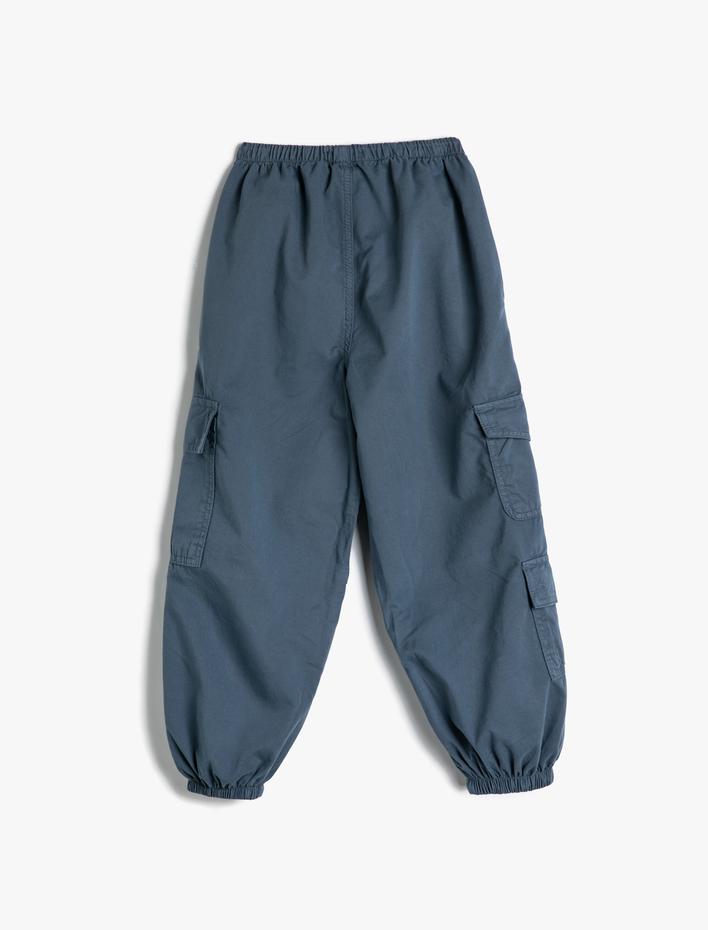 Kız Çocuk Paraşüt Jogger Kot Pantolon Pamuklu Beli Lastikli Cepli - Parachute Jean