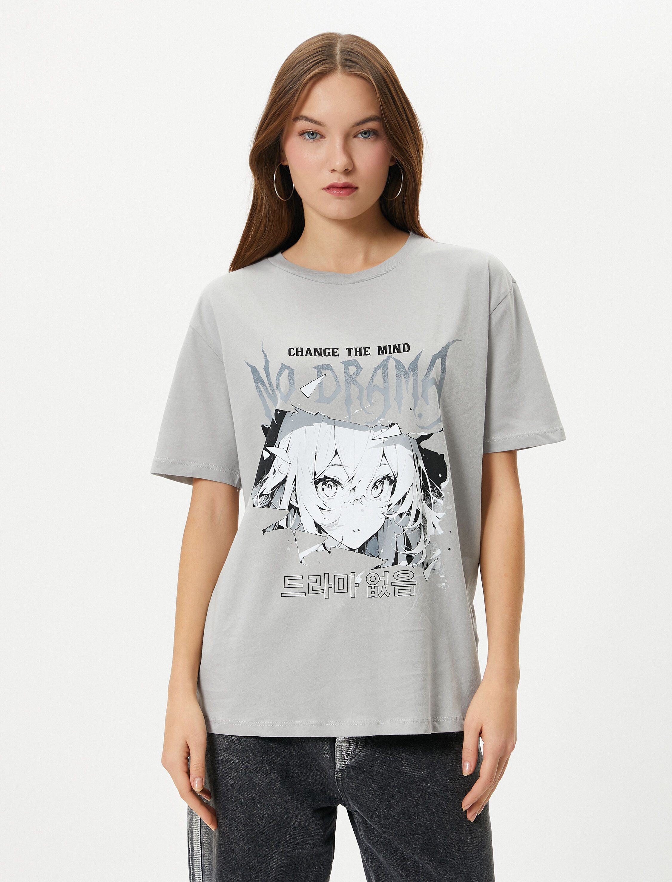   Anime Tişört Kısa Kollu Bisiklet Yaka Pamuklu