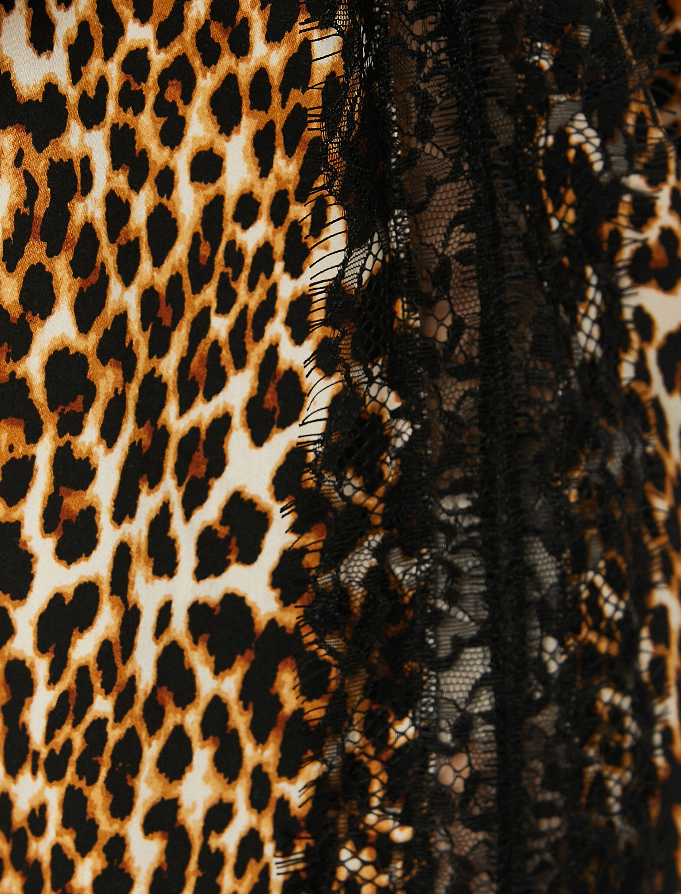   Leopar Desenli Gecelik Askılı Dantelli