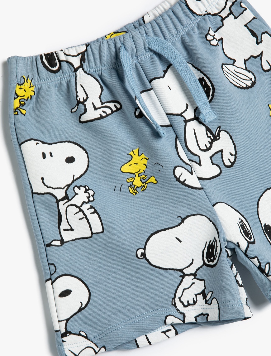  Erkek Bebek Snoopy Şort Lisanslı Beli Lastikli Pamuklu