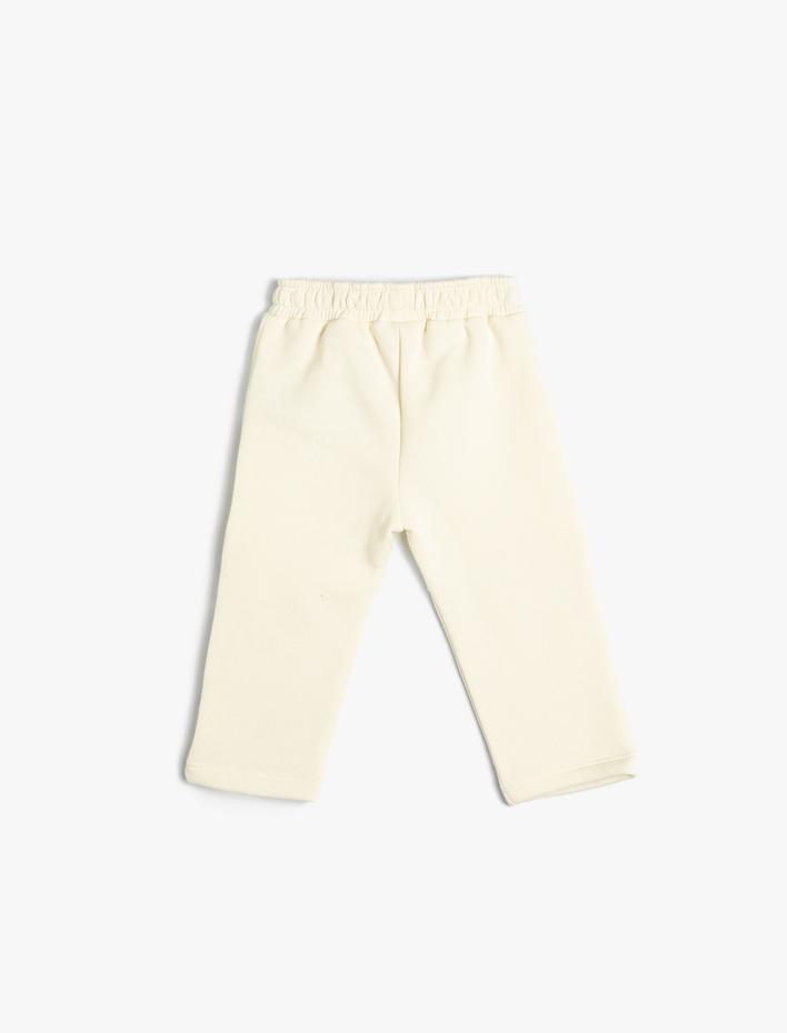 Erkek Bebek Eşofman Altı Kapaklı Cepli Beli Bağlamalı Aplike Detaylı Şardonlu