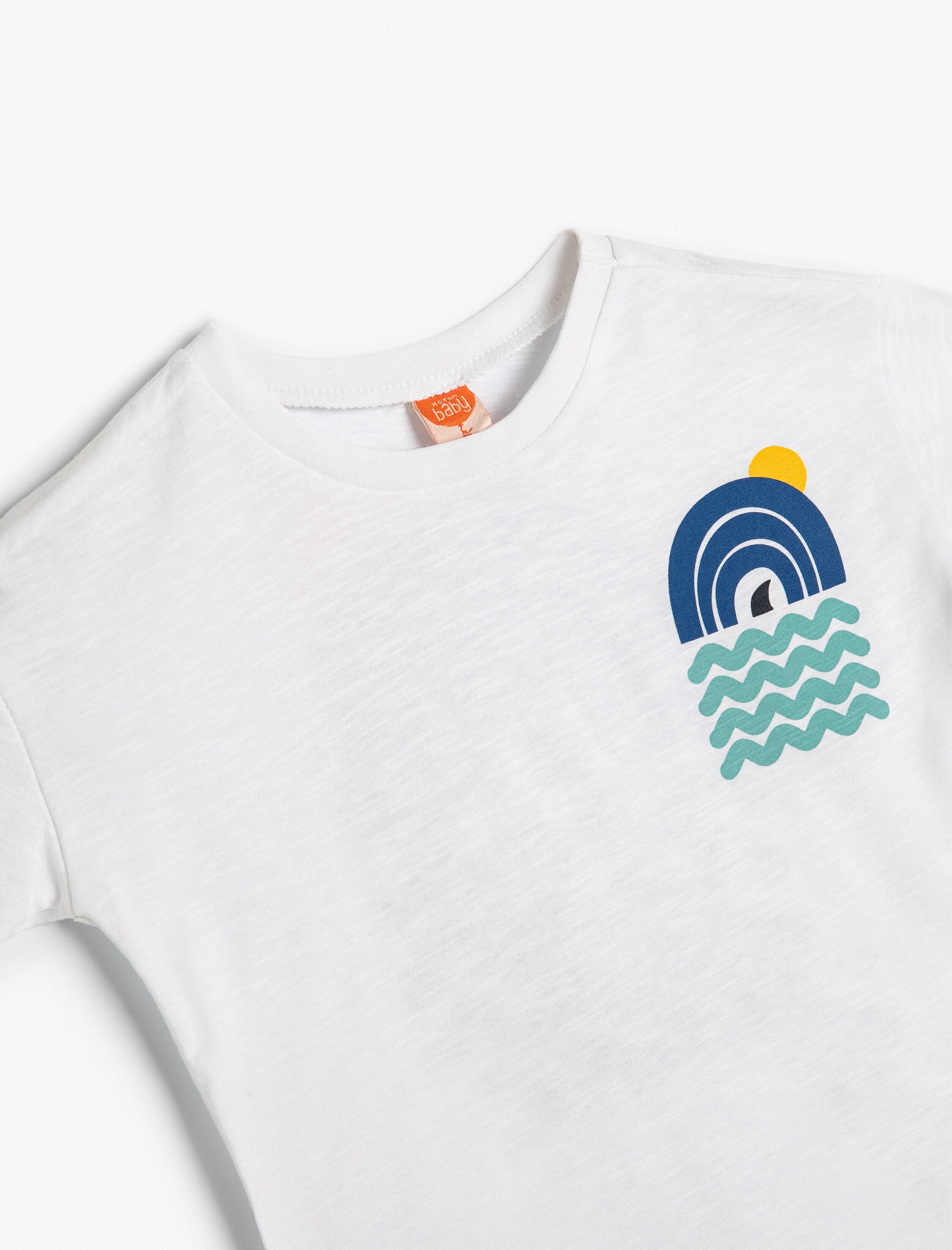  Erkek Bebek Tişört Kısa Kollu Bisiklet Yaka Baskılı Pamuklu