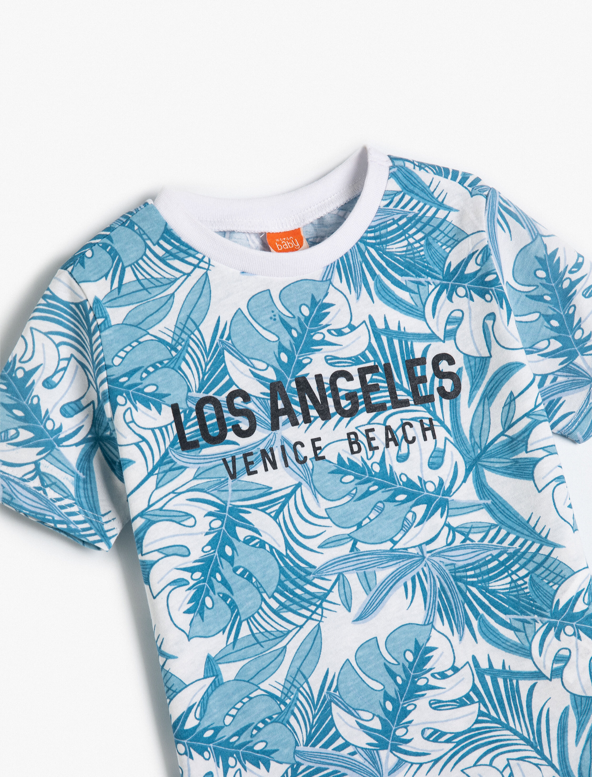  Erkek Bebek Desenli Tişört Kısa Kollu Bisiklet Yaka Şehir Baskılı Pamuklu