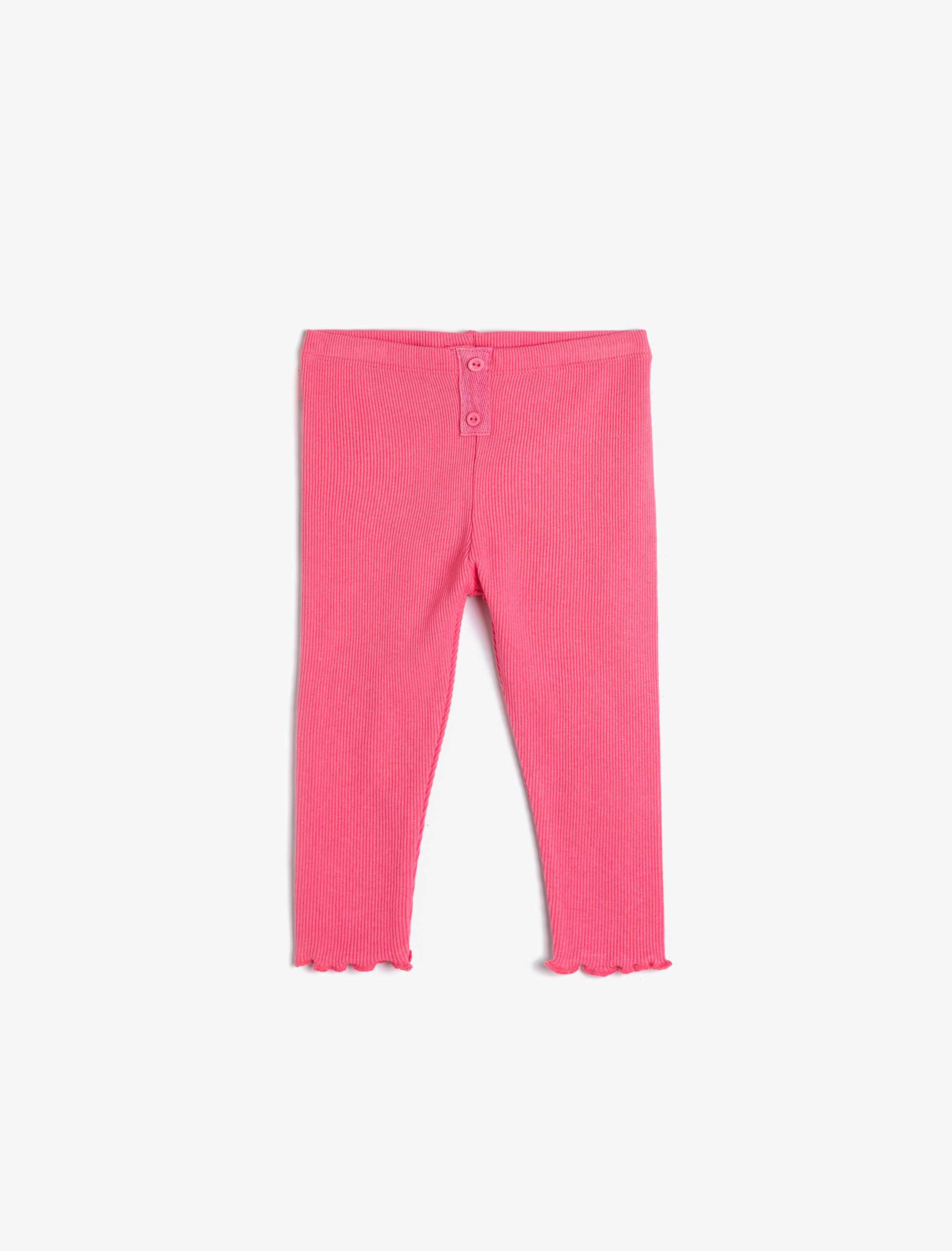  Kız Bebek Basic Tayt Fitilli Beli Lastikli Pamuklu Düğme Detaylı