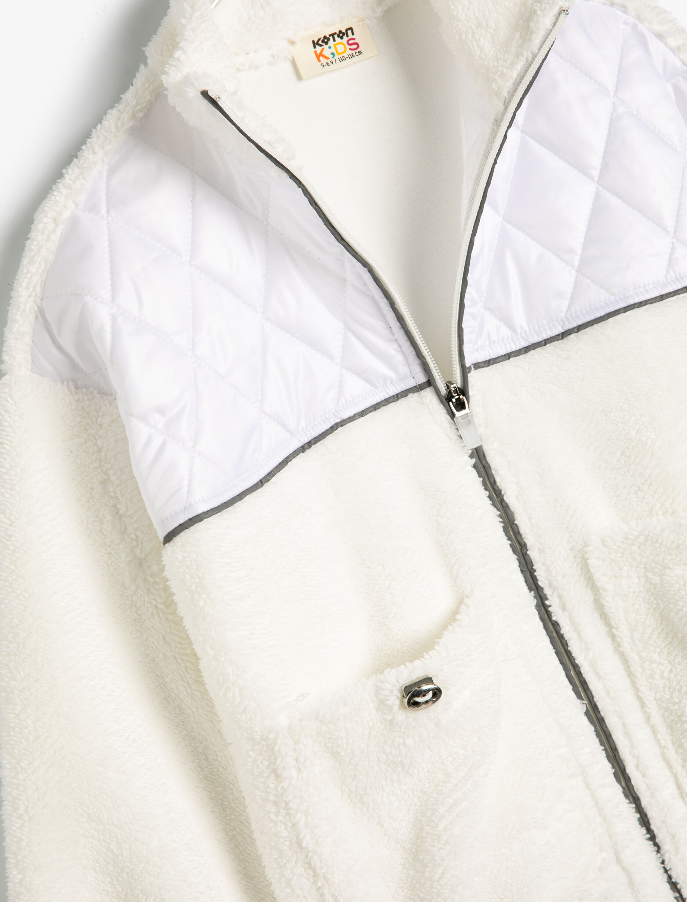  Kız Çocuk Peluş Fermuarlı Sweatshirt Dik Yaka Cep Detaylı