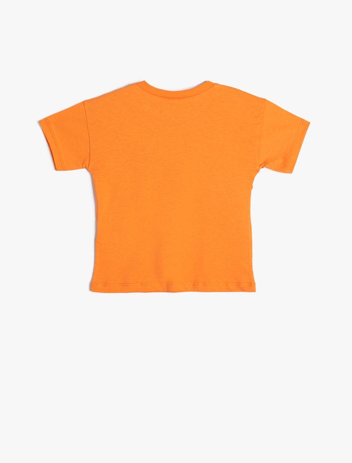 Erkek Bebek Tişört Kısa Kollu Bisiklet Yaka Baskılı Pamuklu