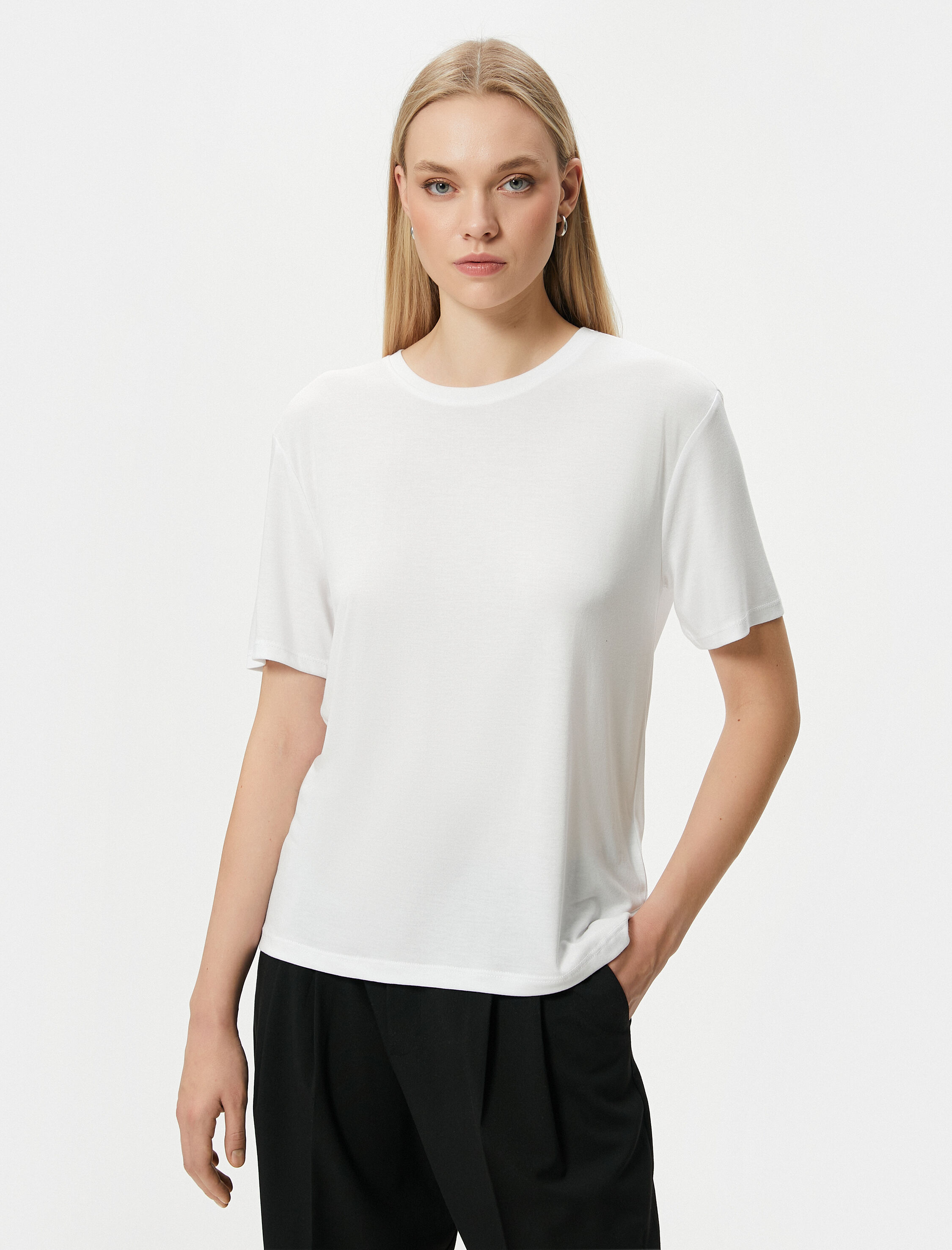 Basic Tişört Kısa Kollu Bisiklet Yaka Pamuklu