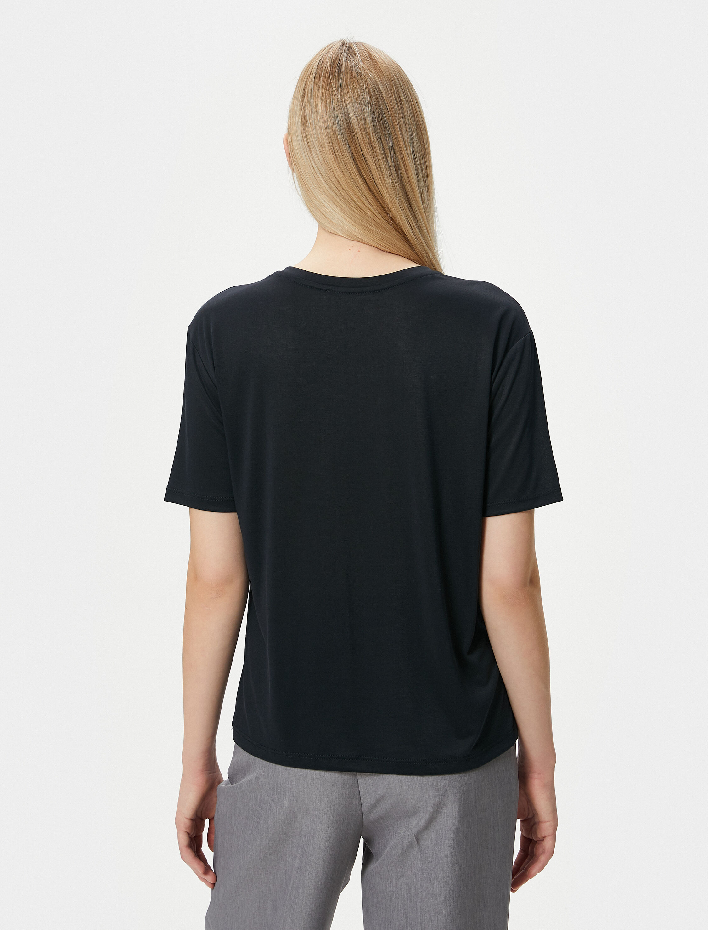   Basic Tişört Kısa Kollu Bisiklet Yaka Pamuklu