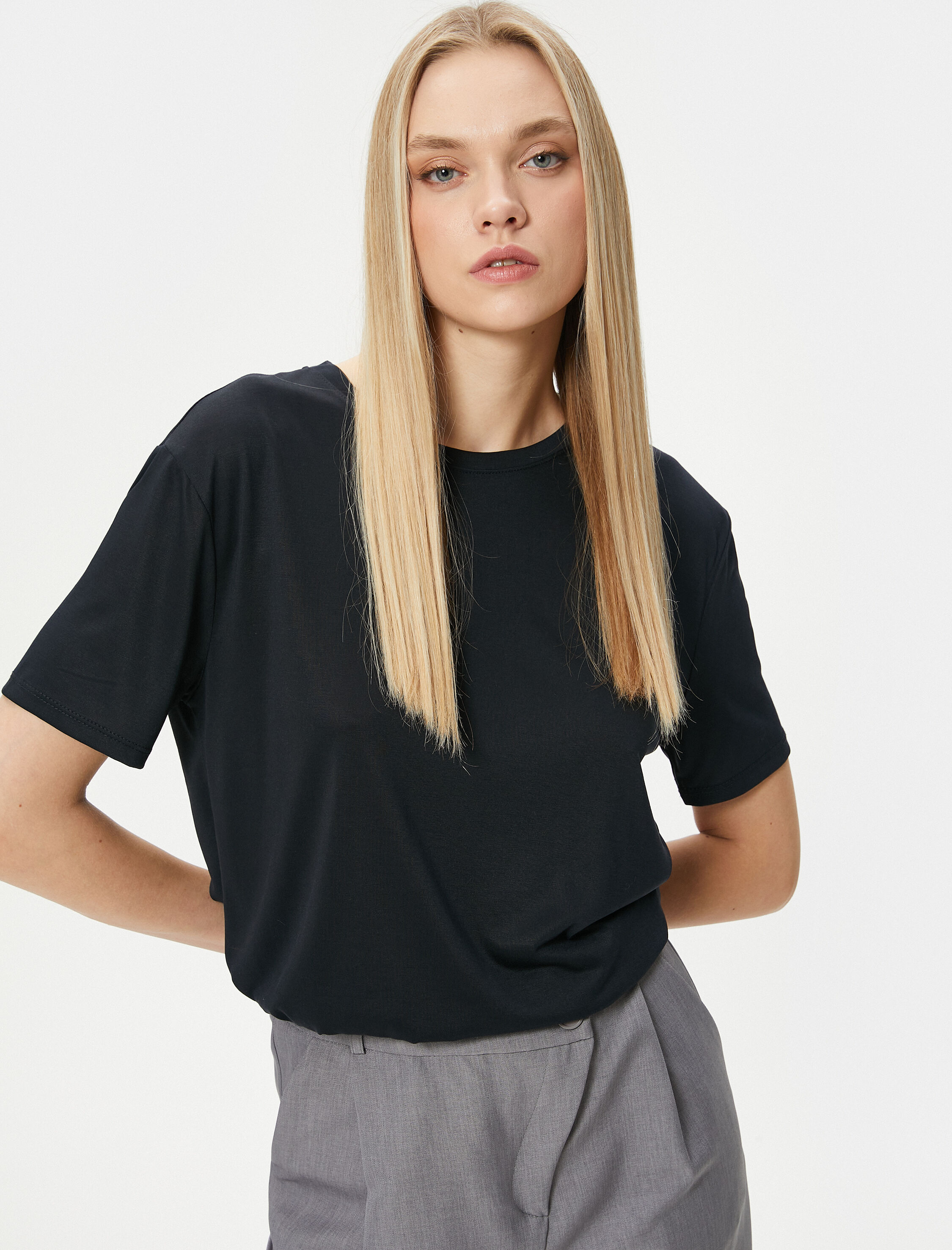   Basic Tişört Kısa Kollu Bisiklet Yaka Pamuklu